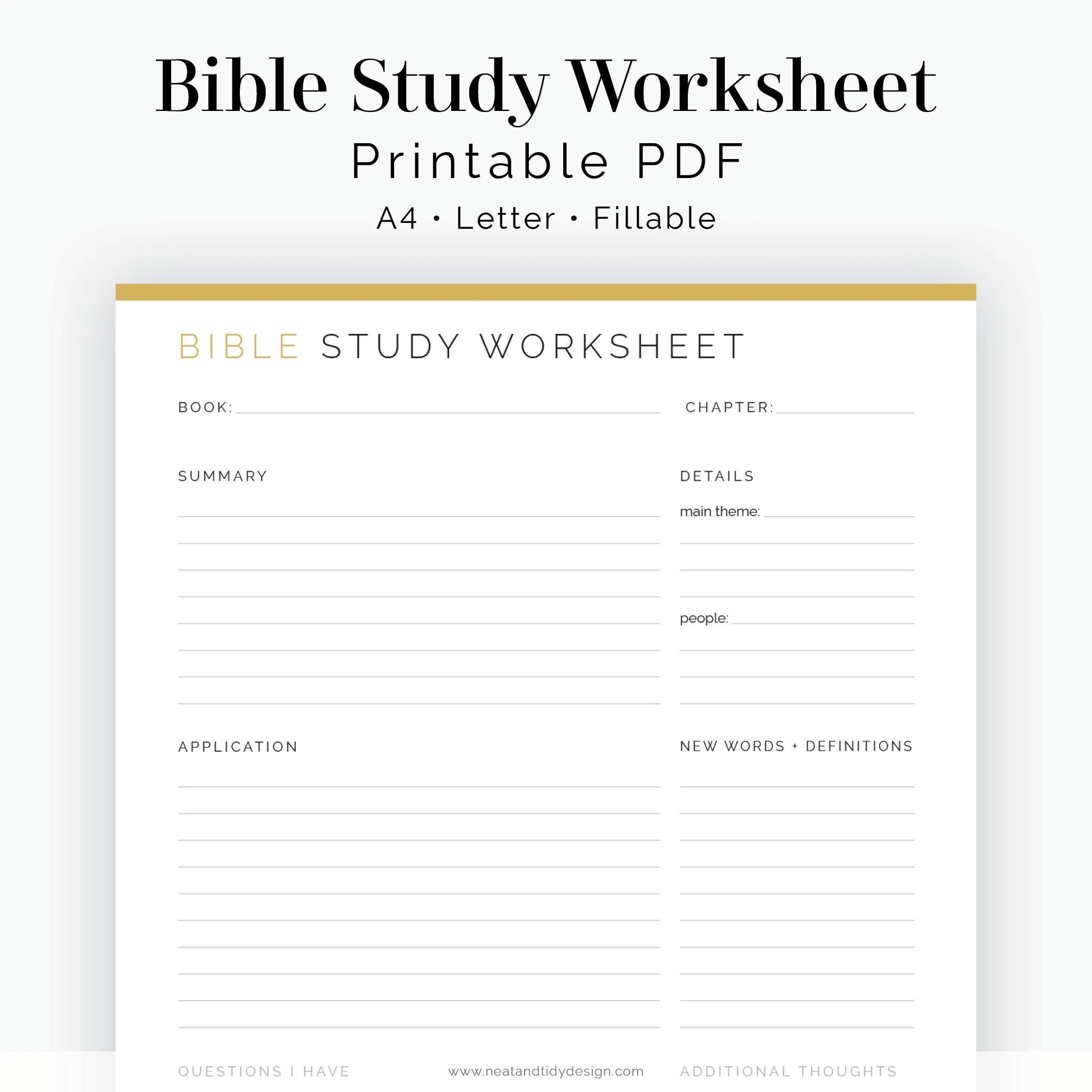 Bible Study Worksheet Fillable Printable PDF Journaling 