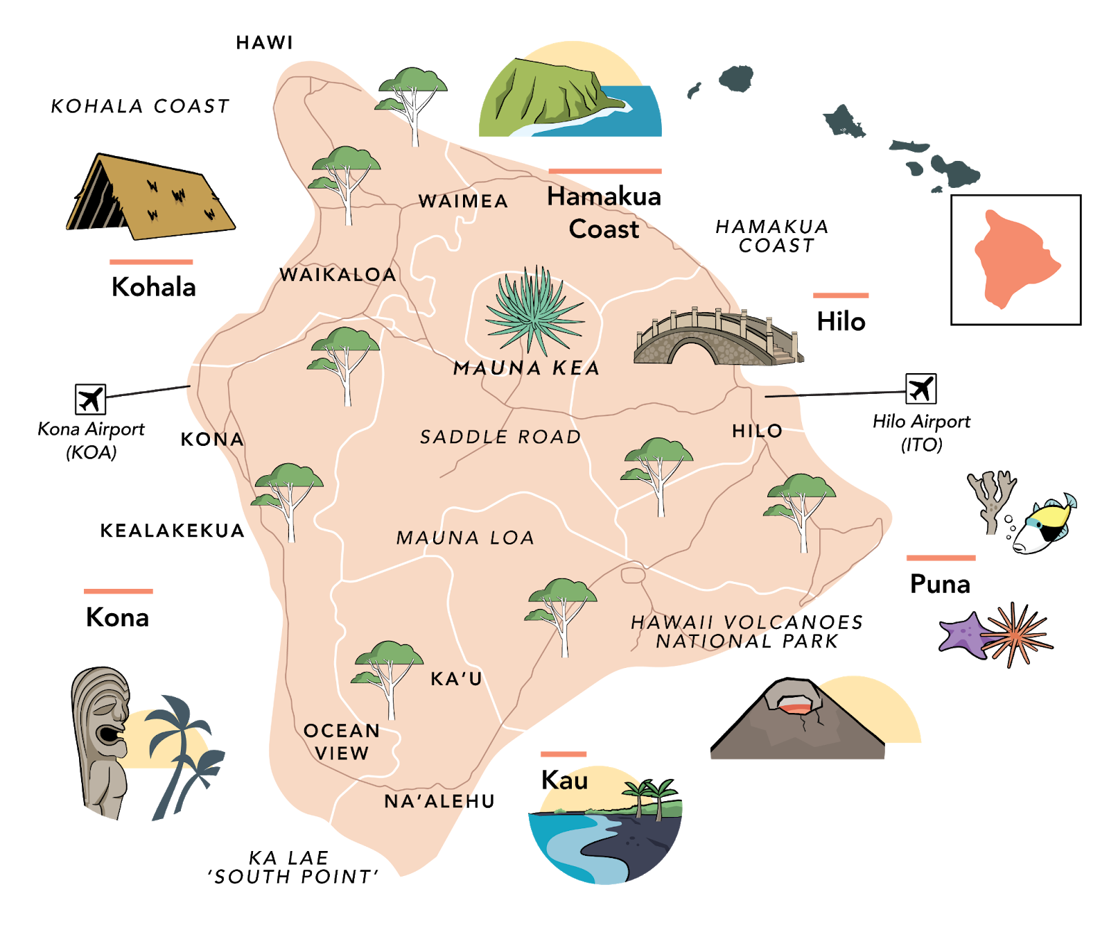 Big Island Maps With Top Spots U0026 Scenic Drives