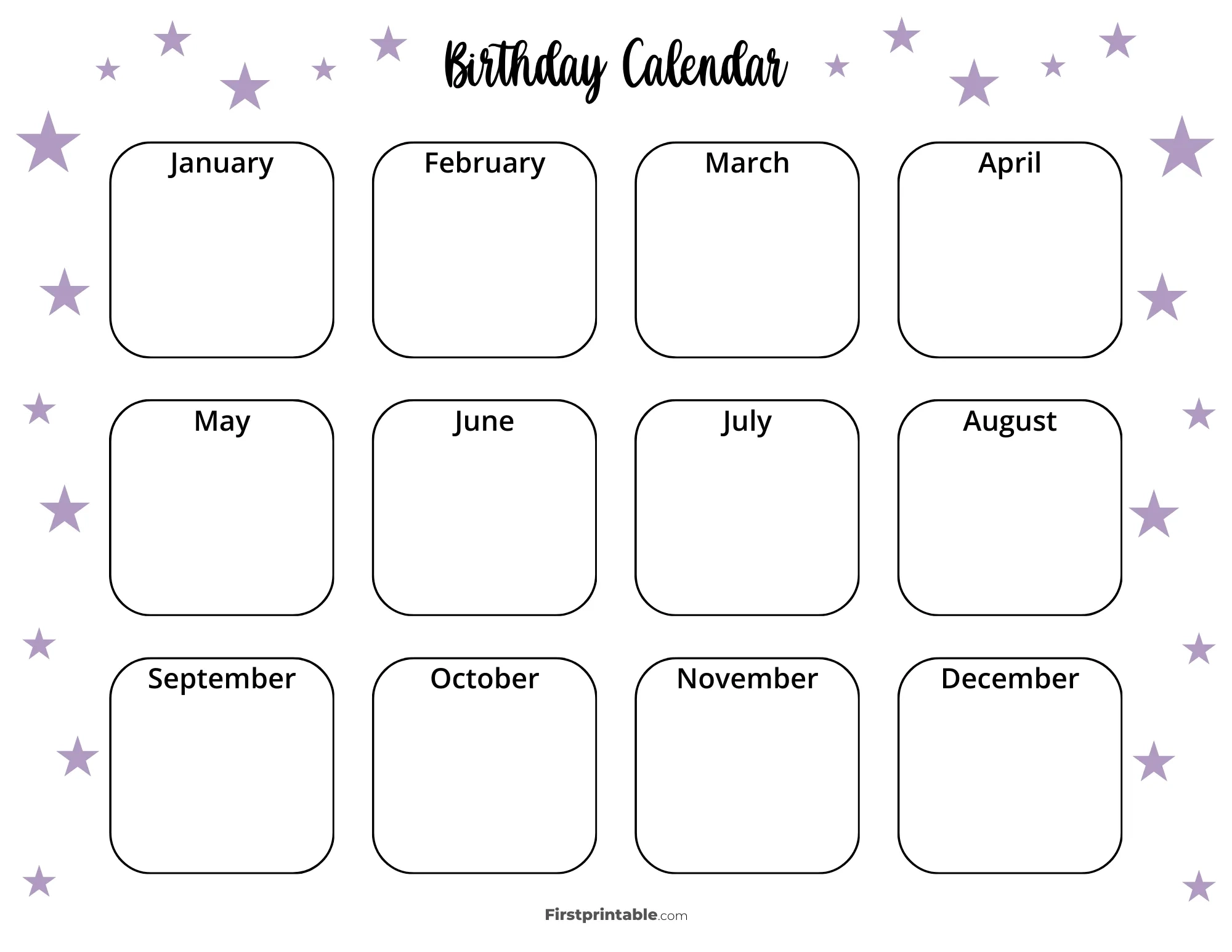 Birthday Calendar 30 Free Templates