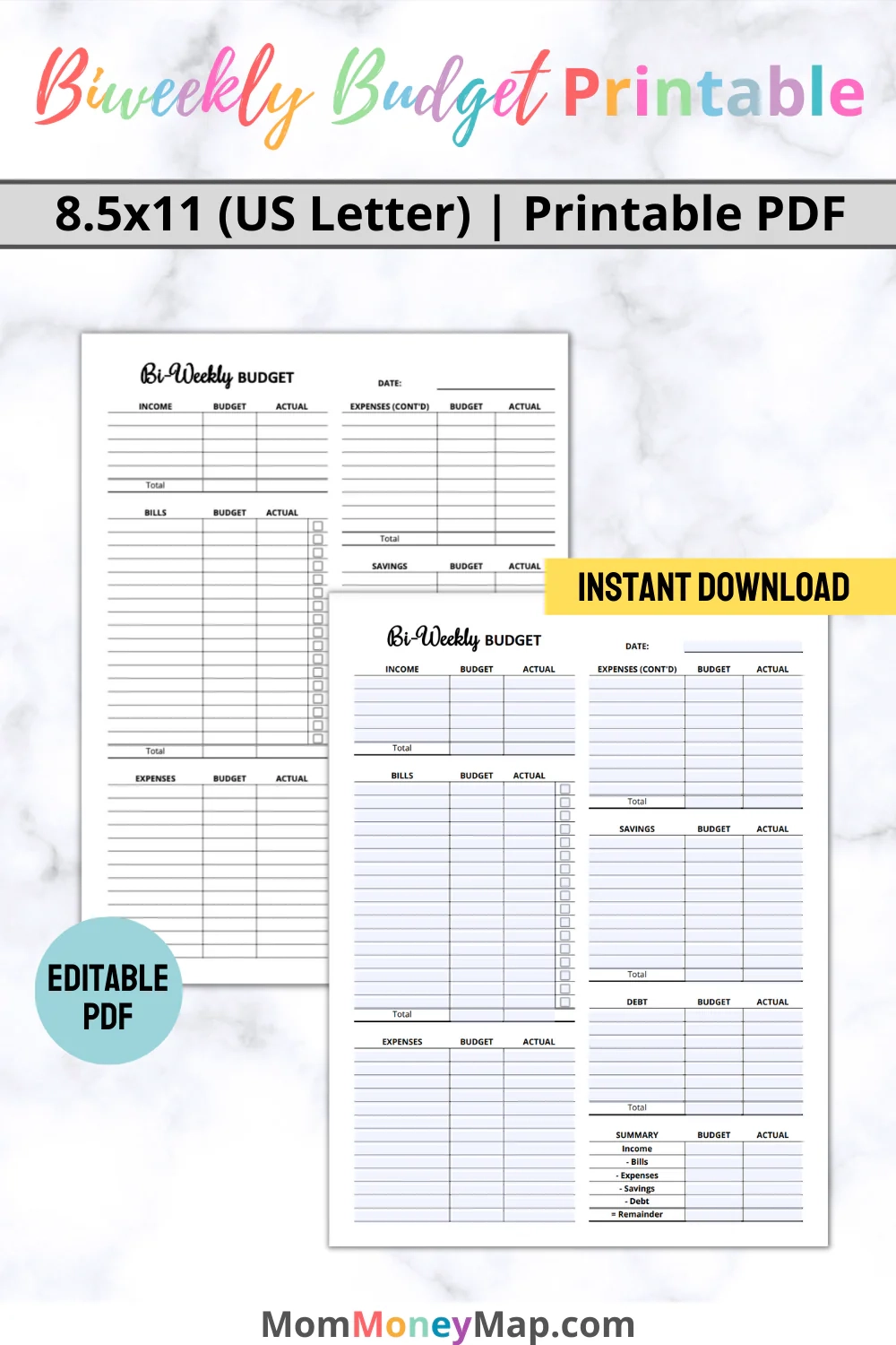 Biweekly Budget Printable PDF Mom Money Map Biweekly Budget Printable PDF Mom Money Map