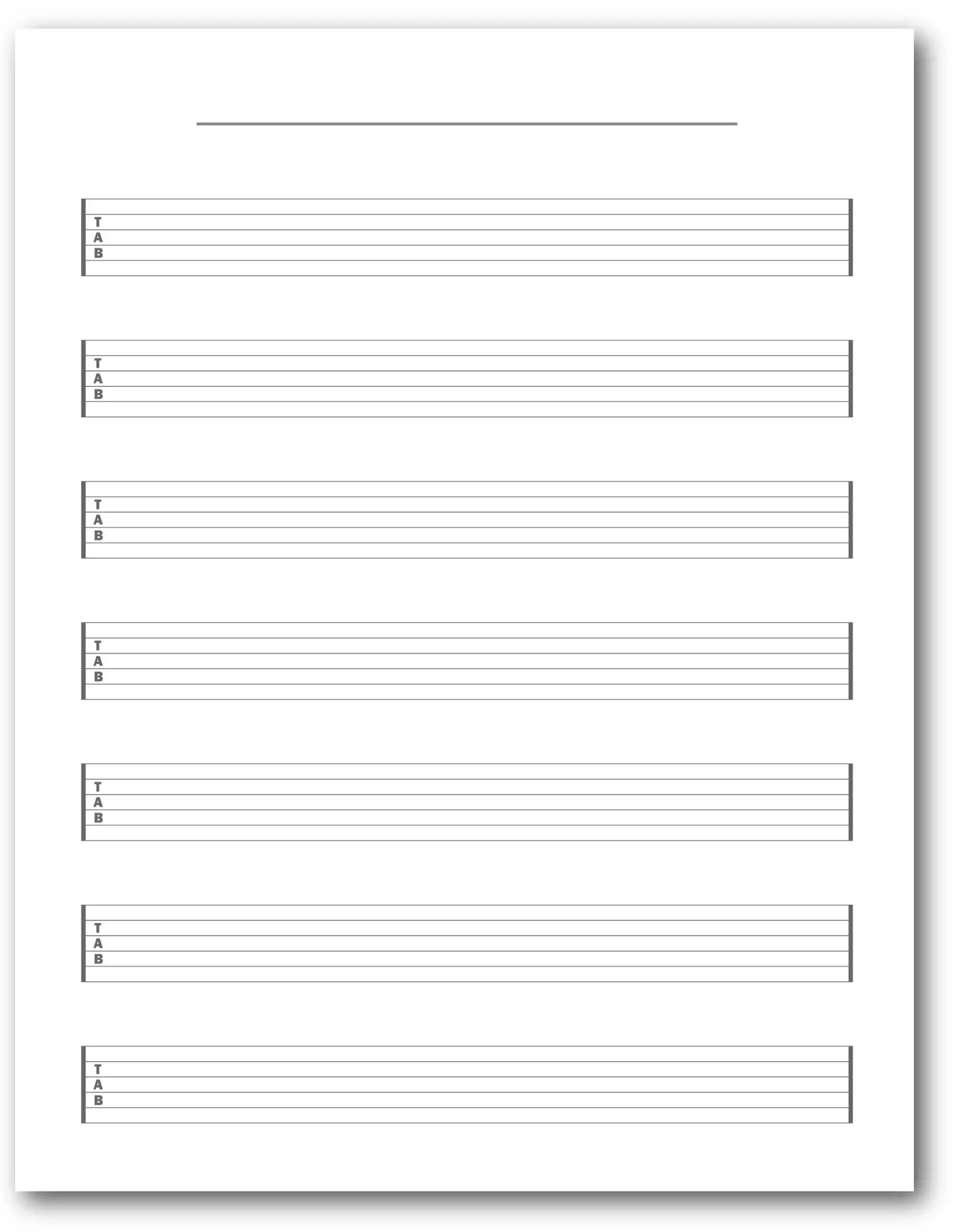 Printable Guitar Tab Sheet Music