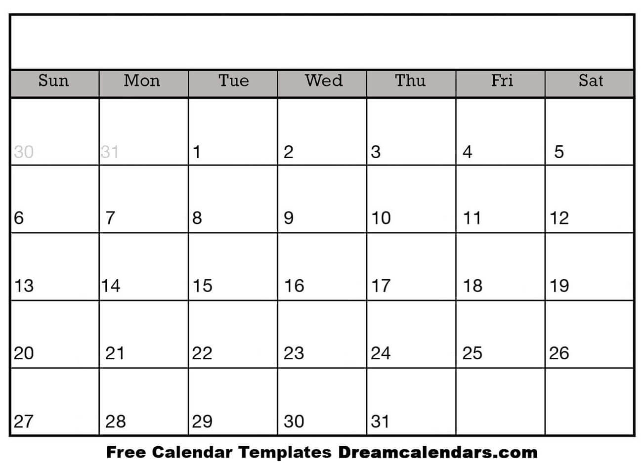 Printable Blank 31 Day Calendar