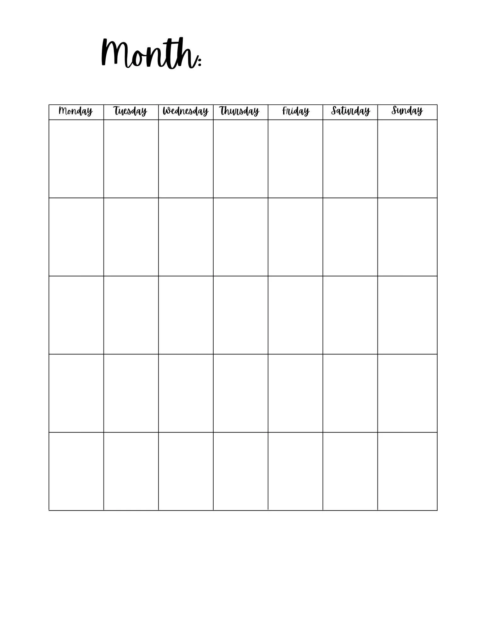 Generic Calendar Printable Generic Calendar Printable