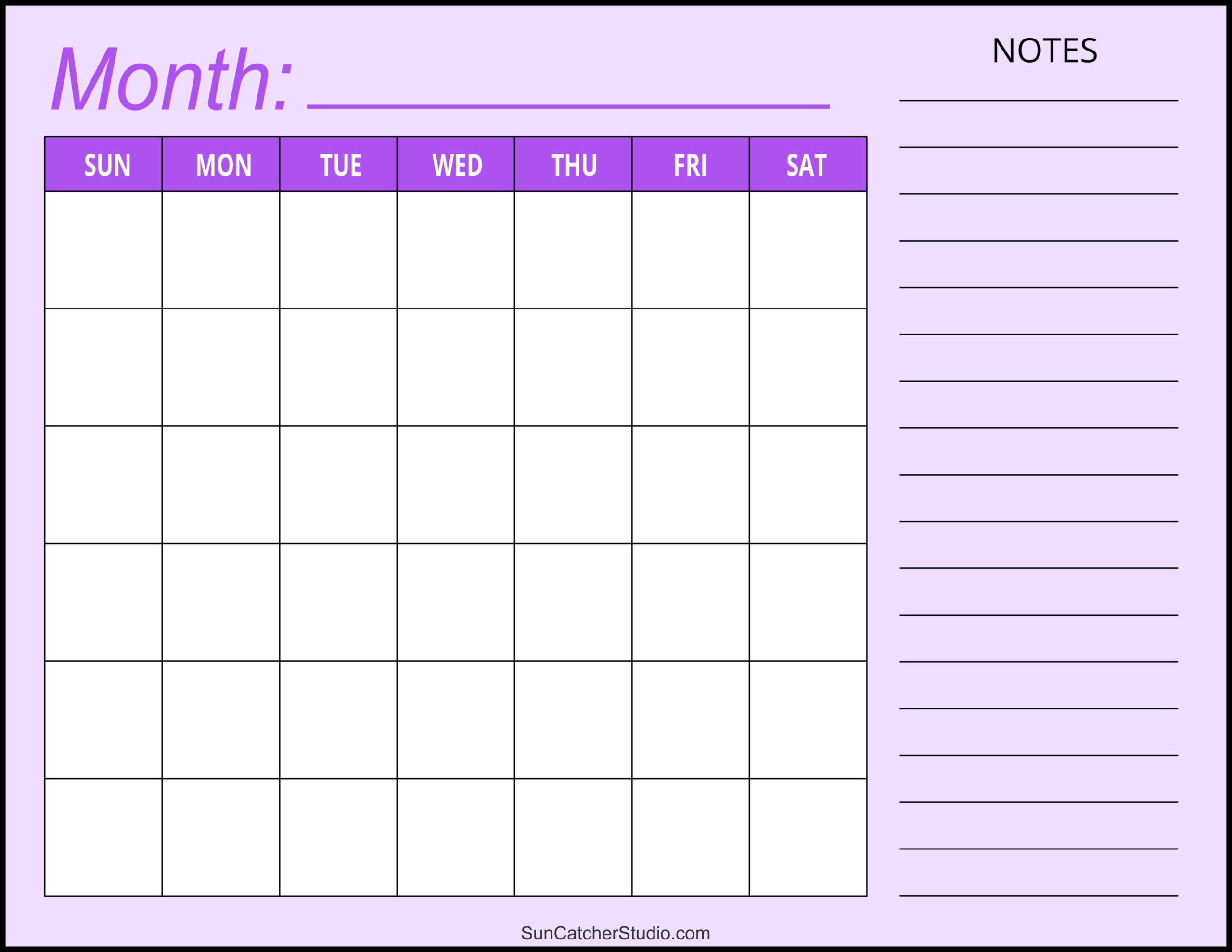 Blank Monthly Calendar Template Printable