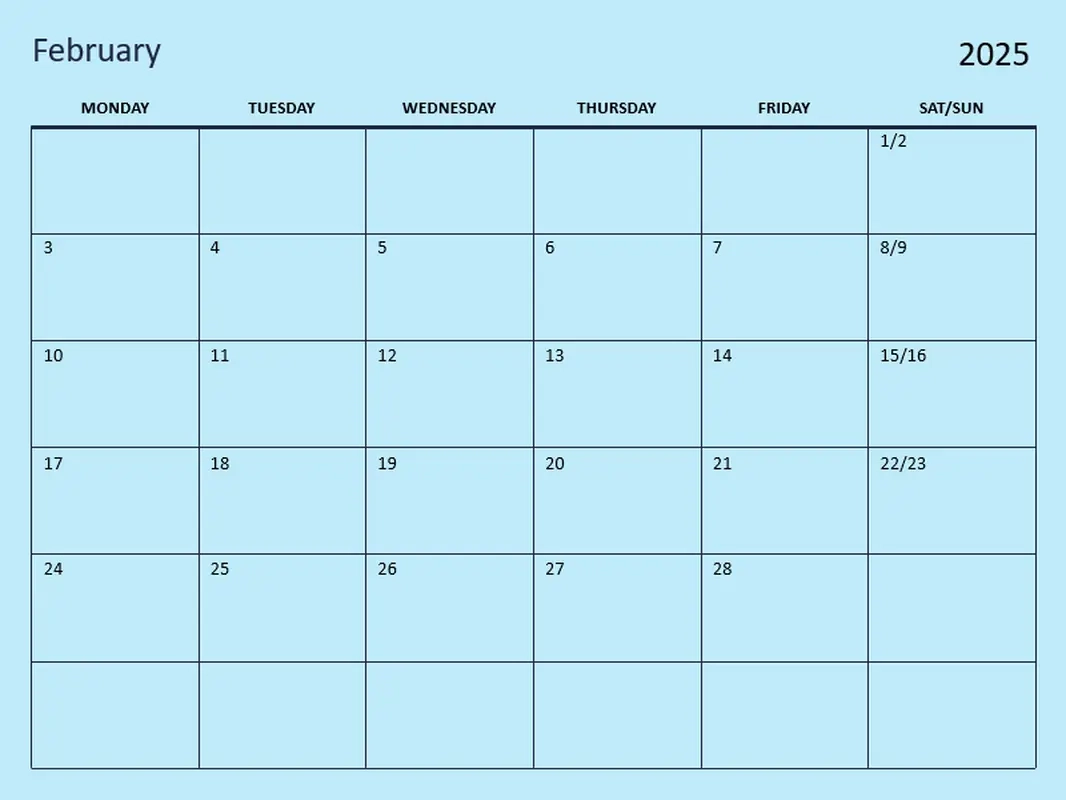 Free Printable Month Calendar Template