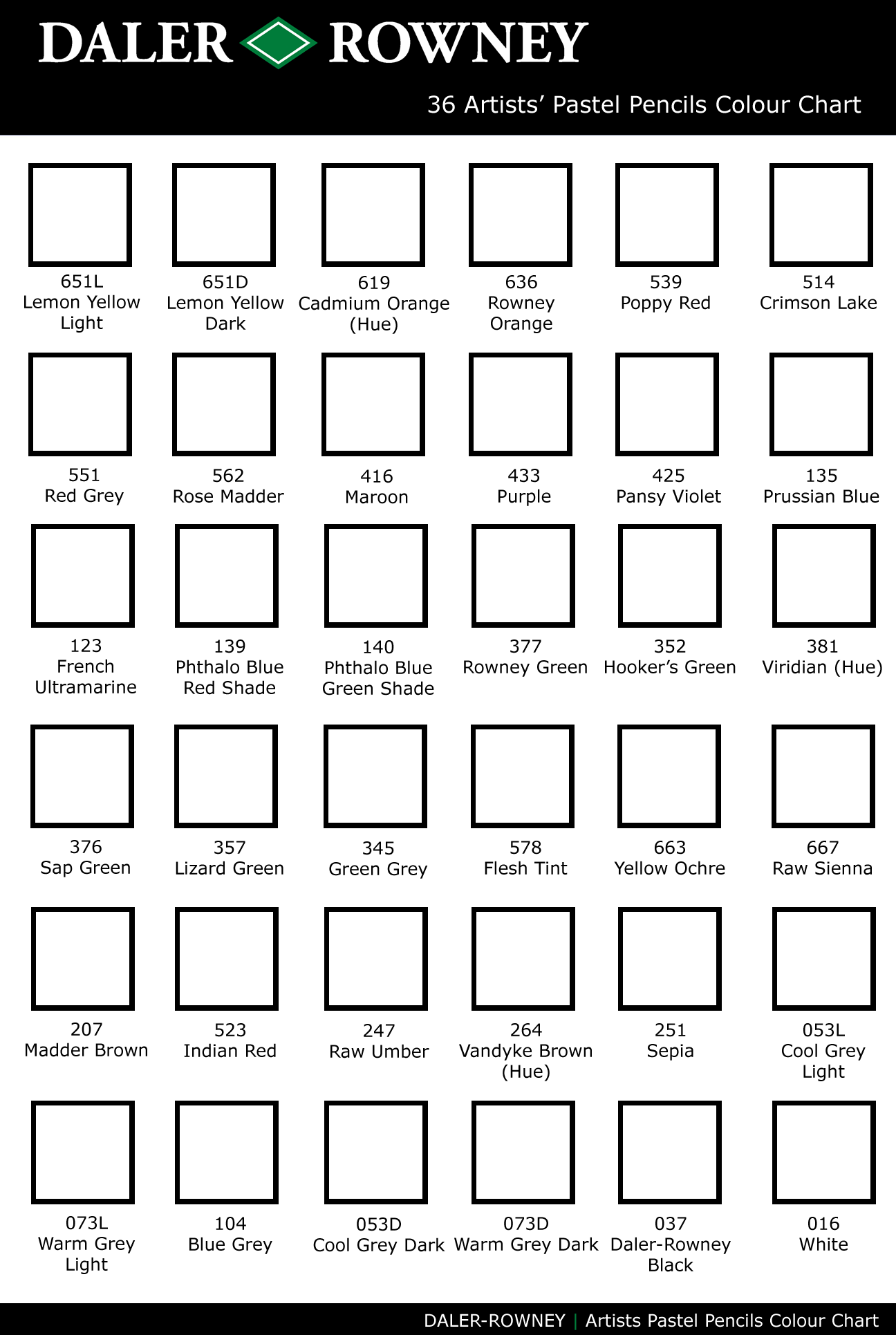 BLANK COLOURED PENCIL COLOUR CHARTS VALUE SCALES