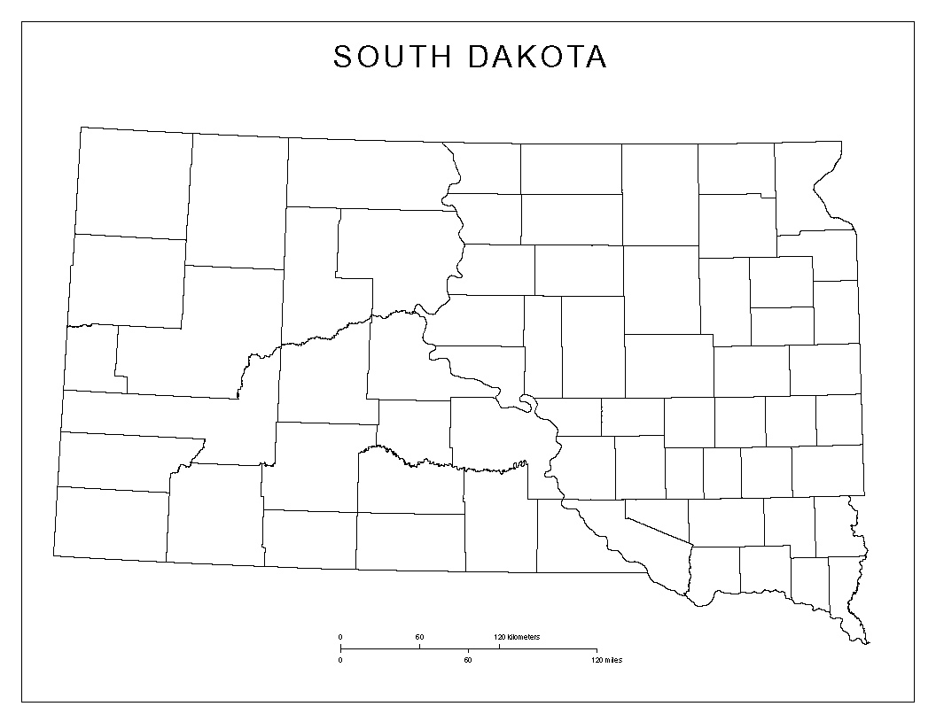 Blank County Map Of South Dakota