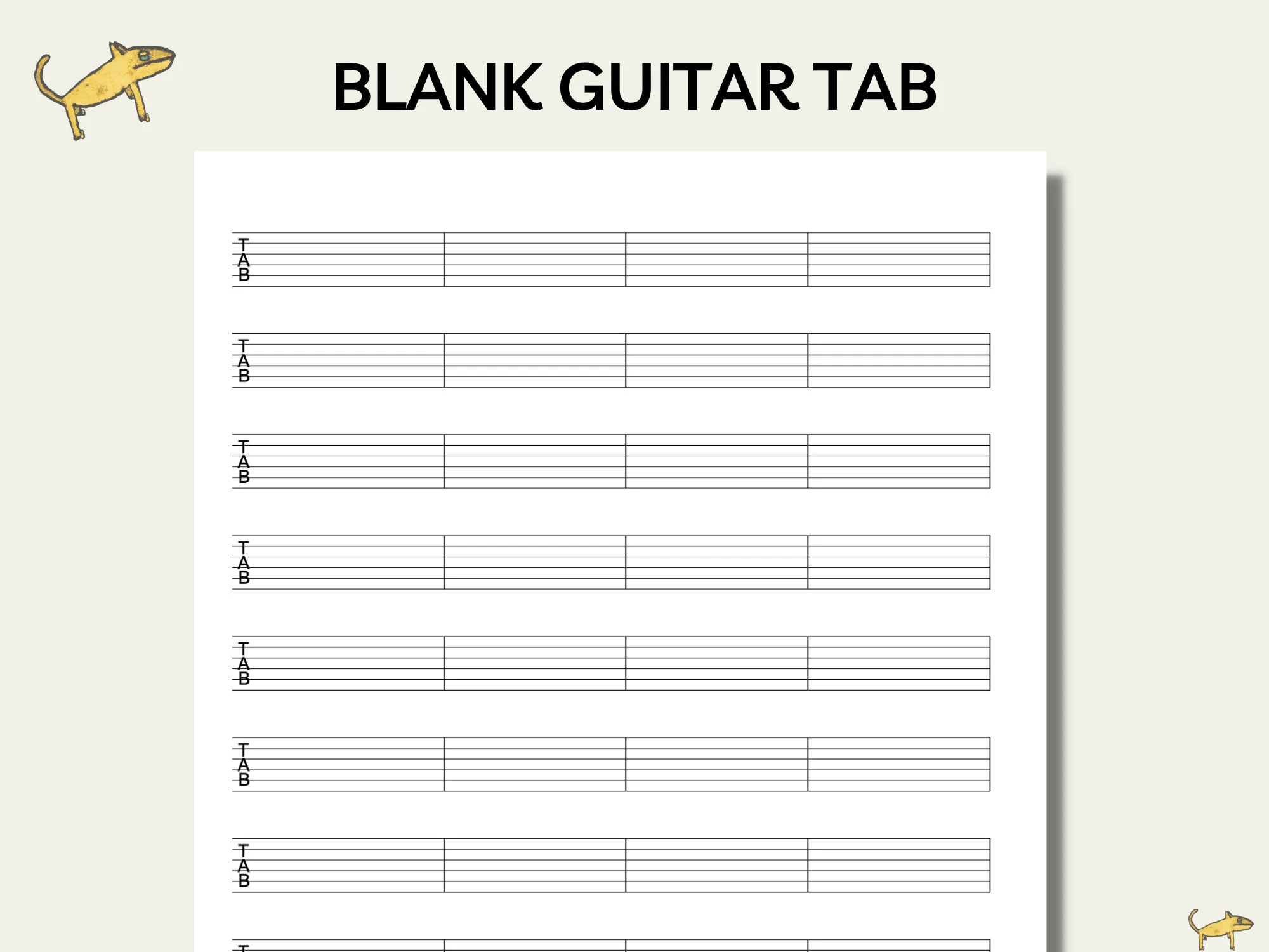 Printable Guitar Sheet Music