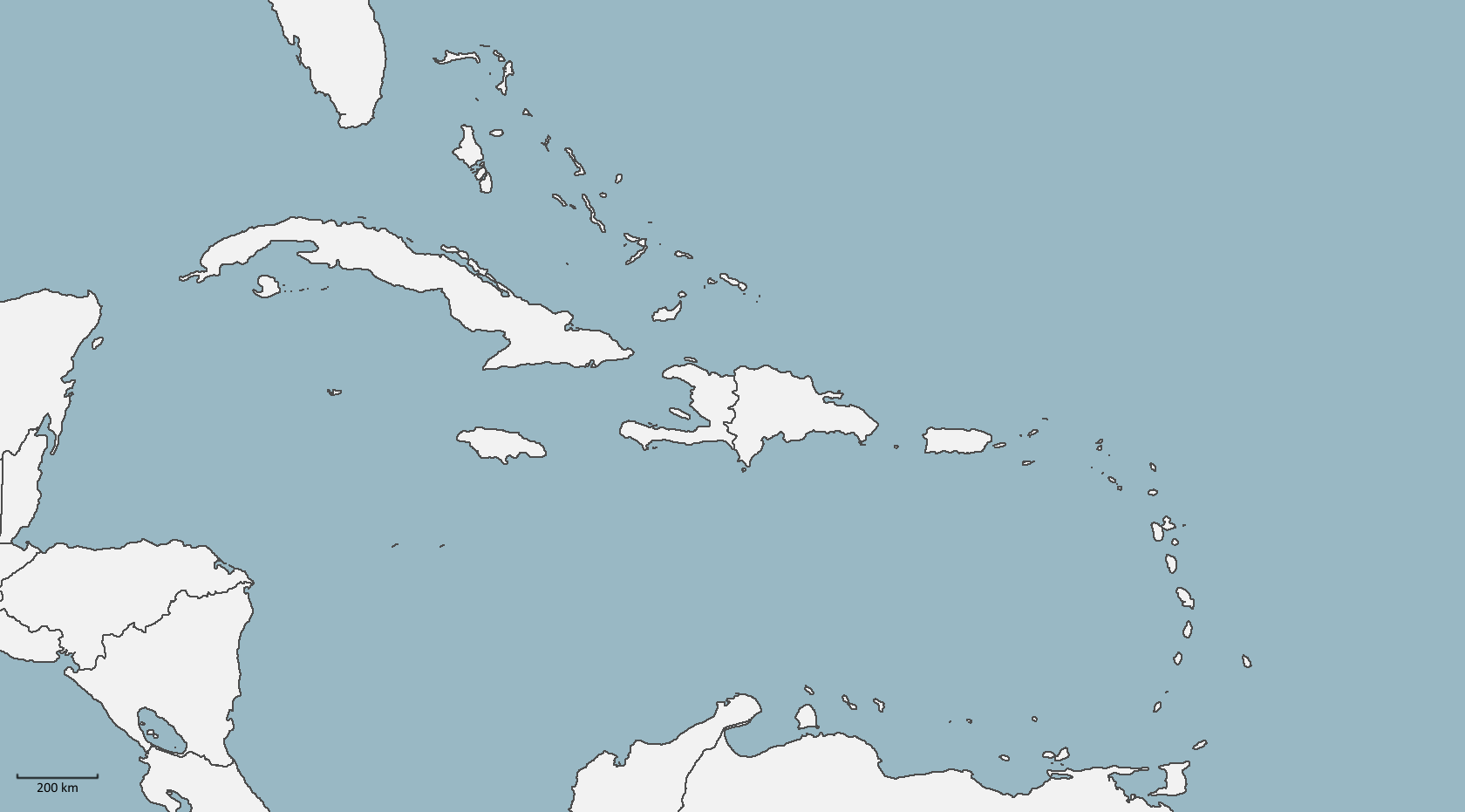 Printable Blank Caribbean Map