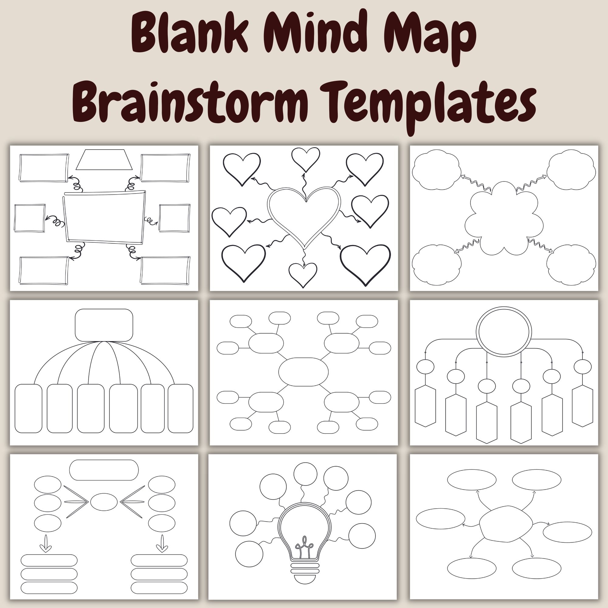 Blank Mind Map Brainstorming Templates Mind Map Layouts Graphic Organizers Made By Teachers