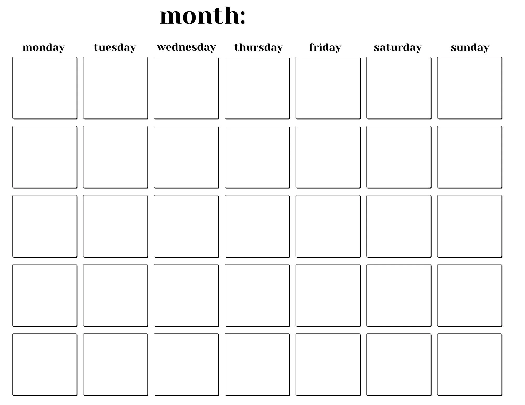 8×11 Calendar Printable