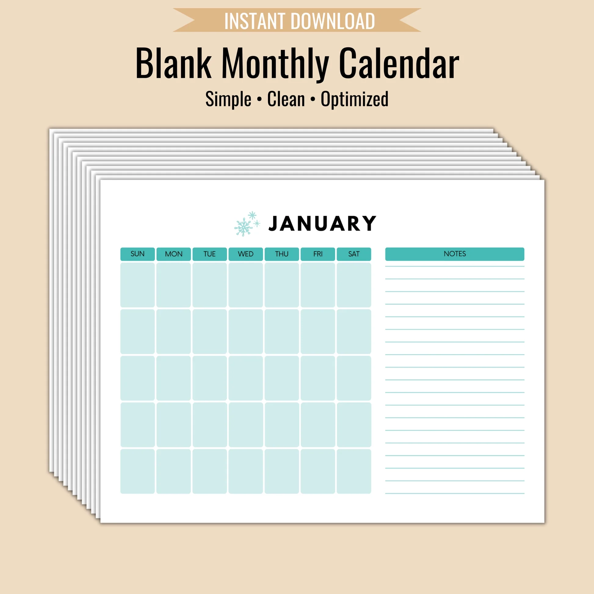 Printable Half Page Calendar