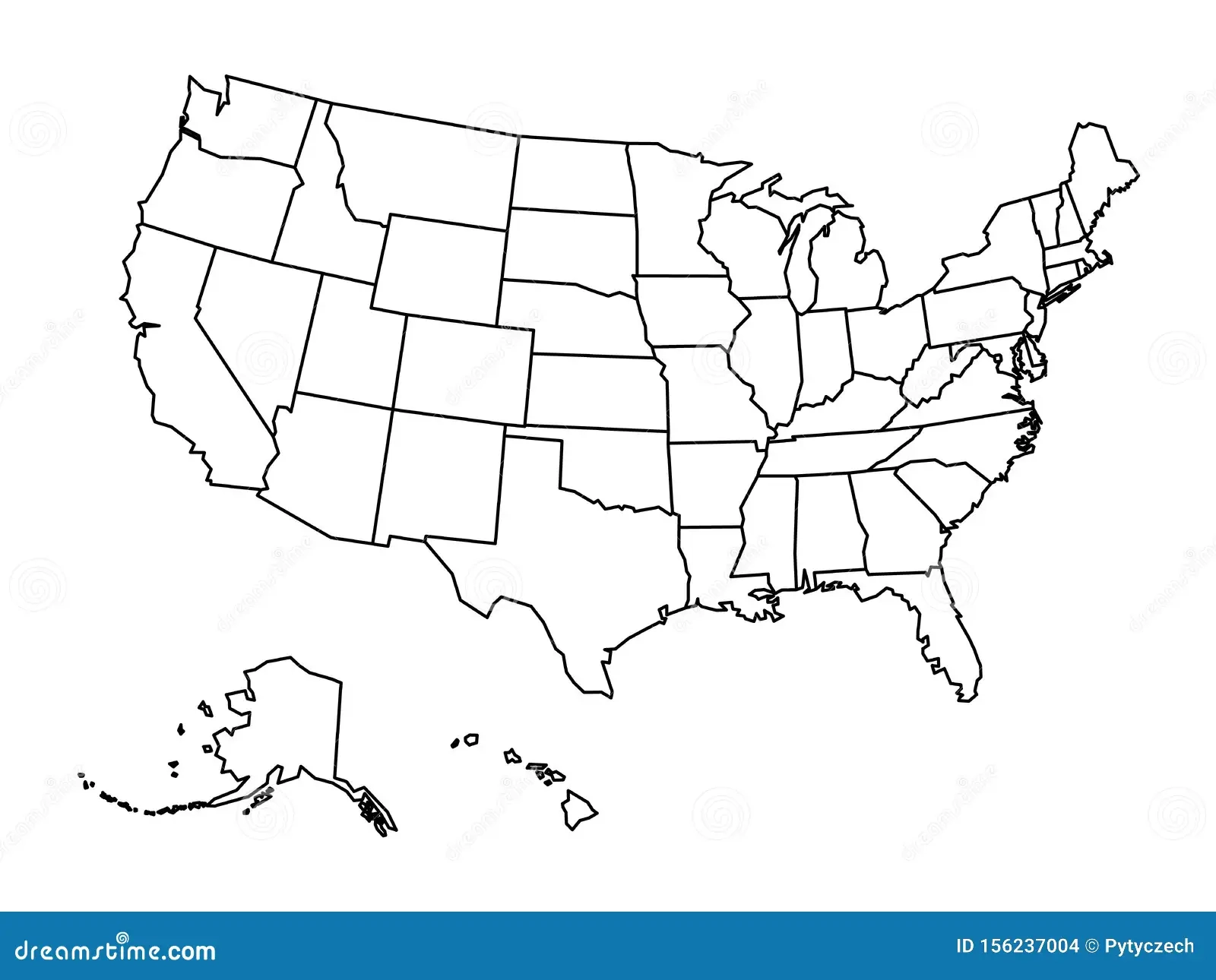 Blank Outline Map Of United States Of America Simplified Vector Map Made Of Thick Black Outline On White Background Stock Vector Illustration Of County Outline 156237004