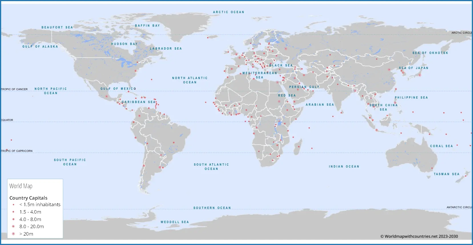 Printable World Map With Countries Labeled