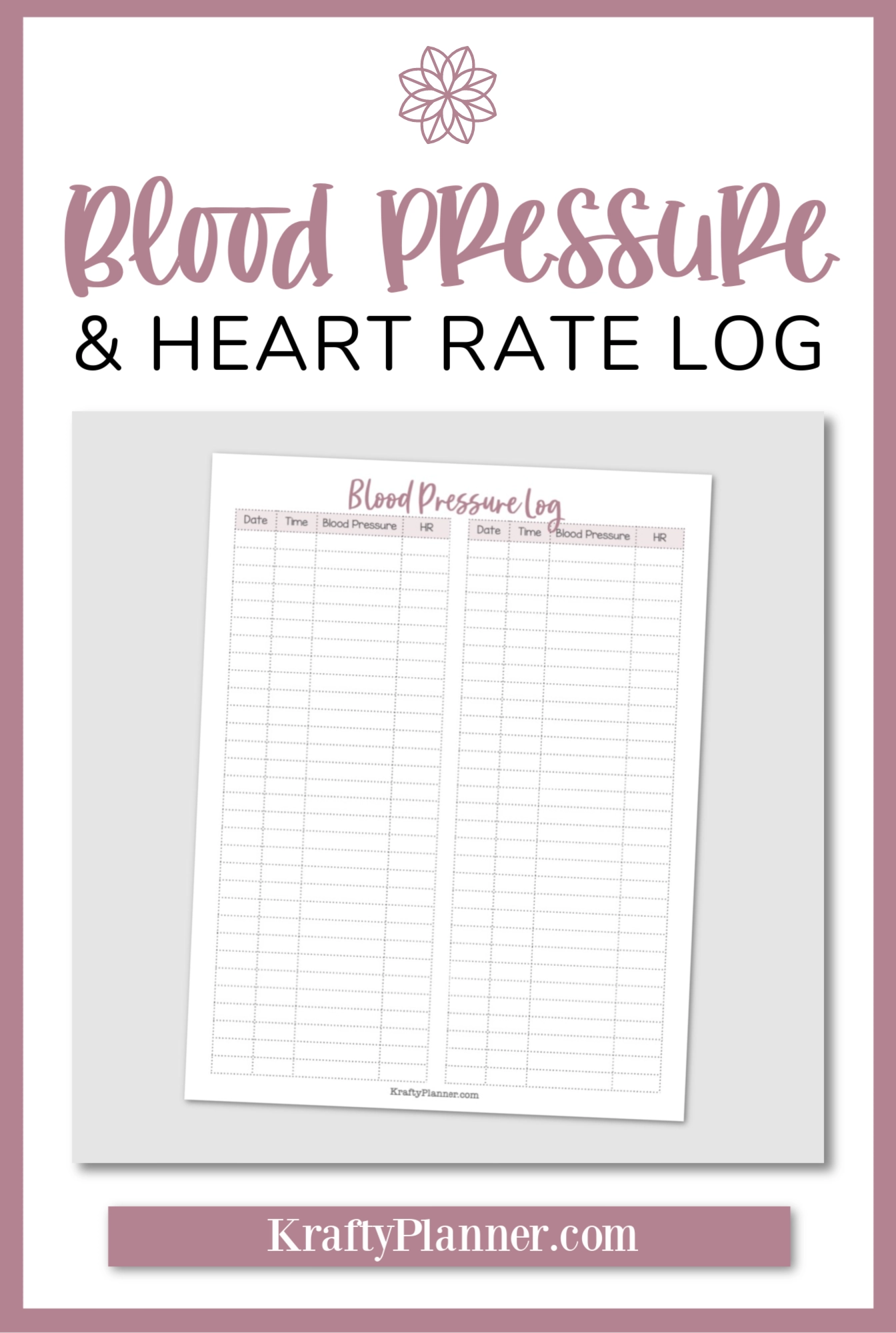 Blood Pressure And Heart Rate Tracker Free Printable Krafty Planner