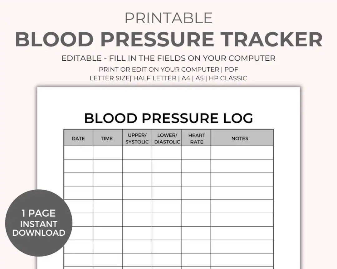 Blood Pressure Recording Chart Printable