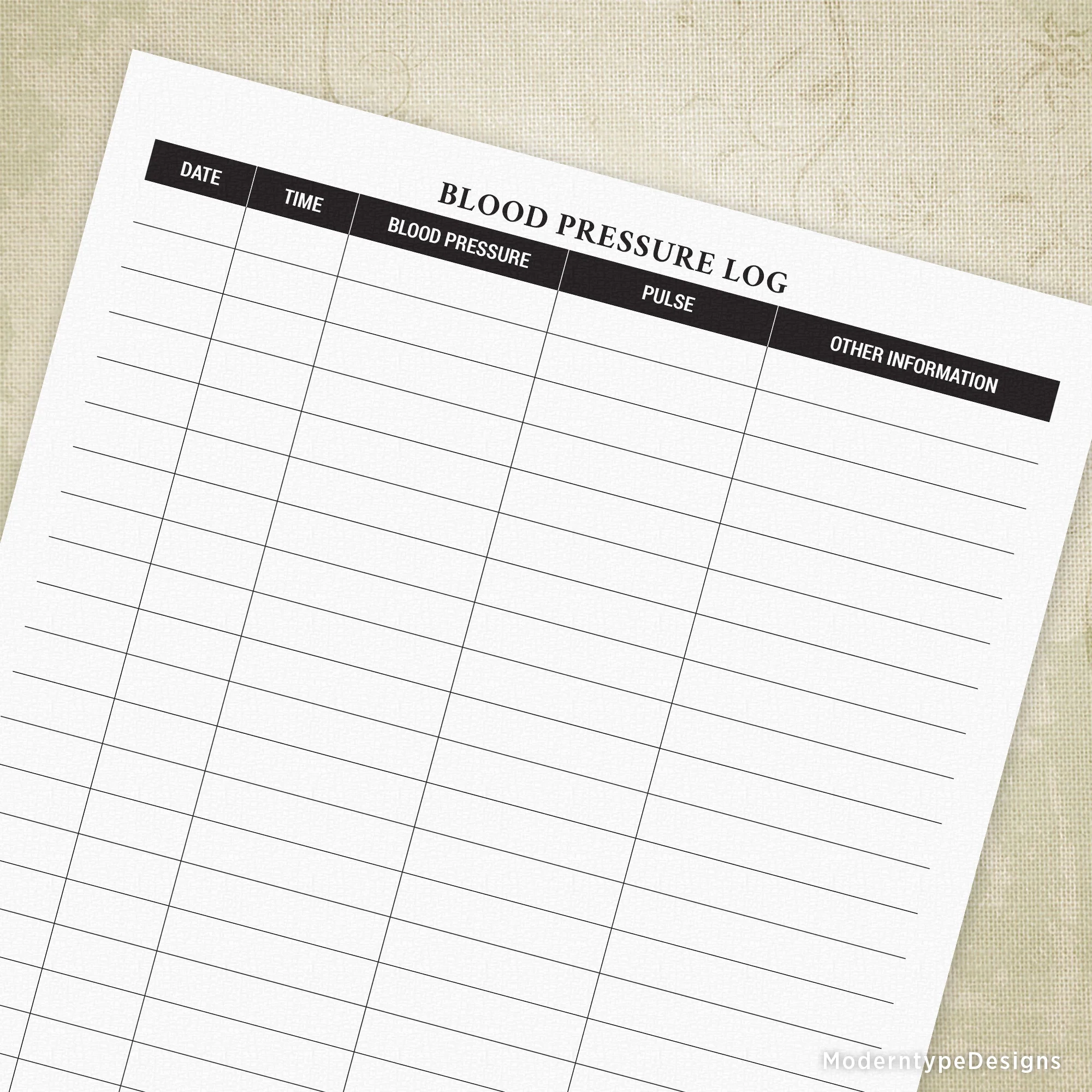 Blood Pressure Log Printable Form Blood Pressure Log Printable Form