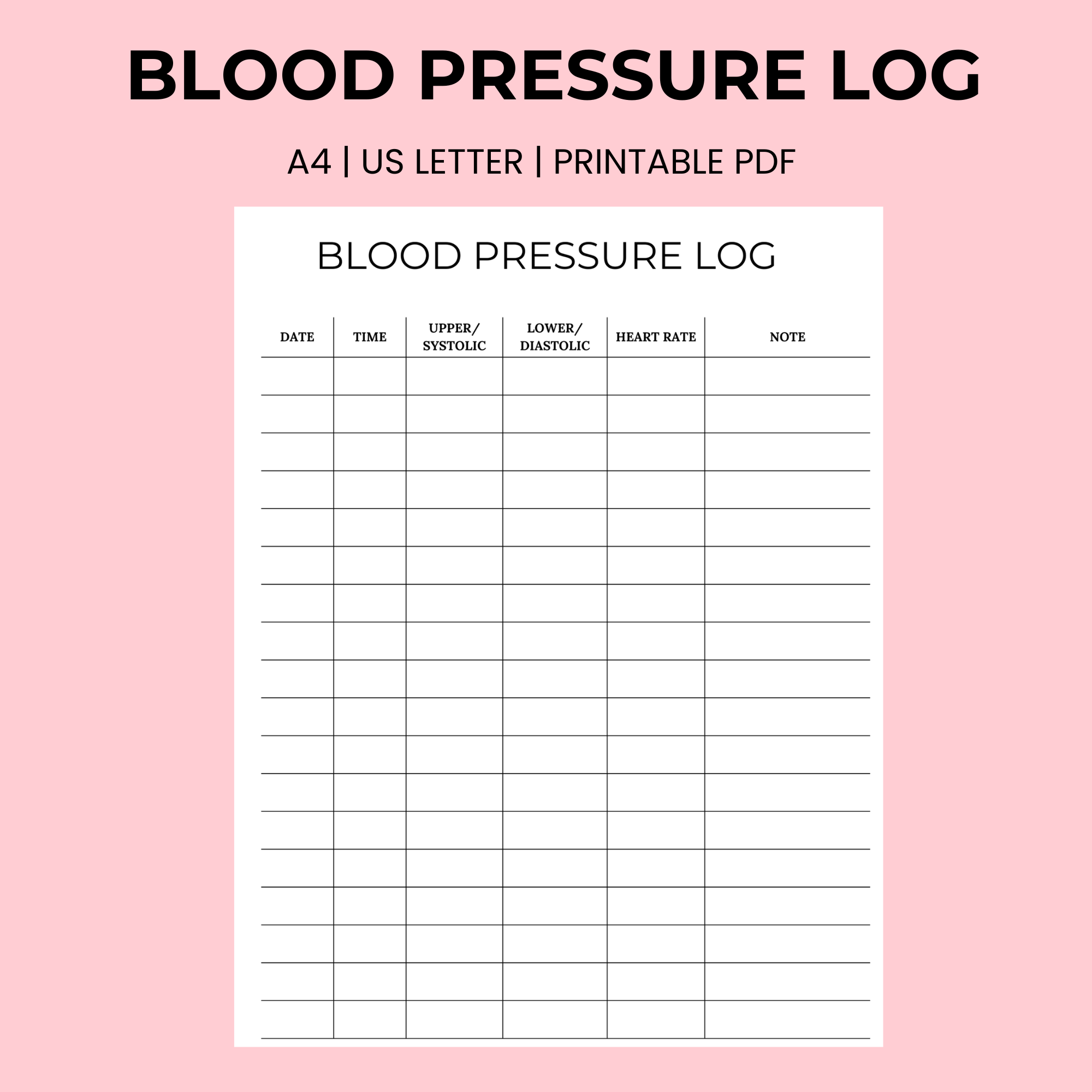 Printable Blood Pressure Log Sheet Pdf
