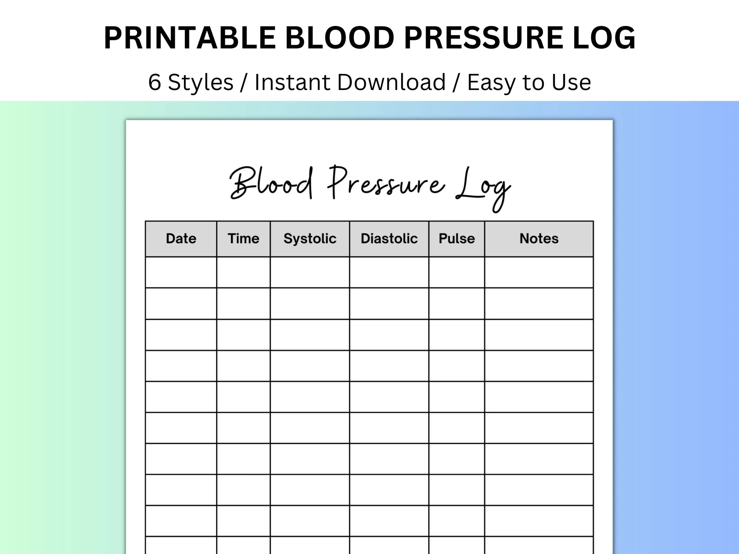 Blood Pressure Printable Log Chart Blood Pressure Printable Log Chart