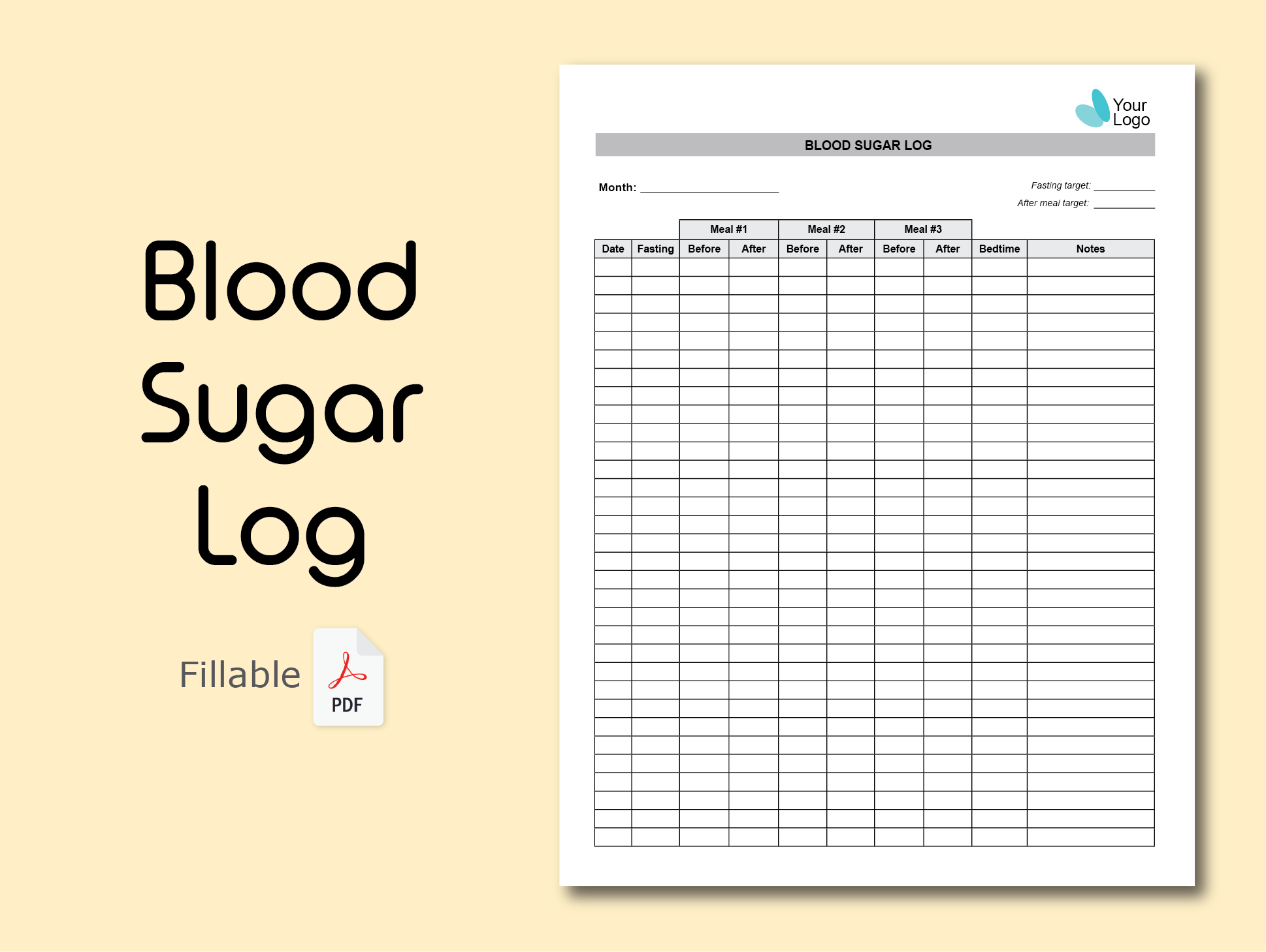 Printable Blood Sugar Log Sheet Pdf