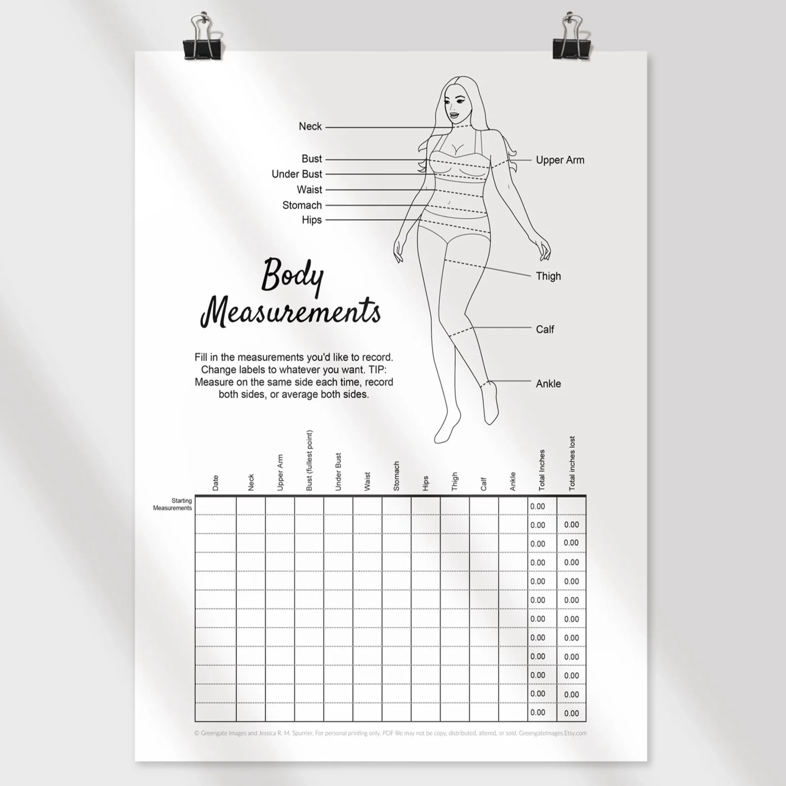 Body Measurement Tracker Greengate Images