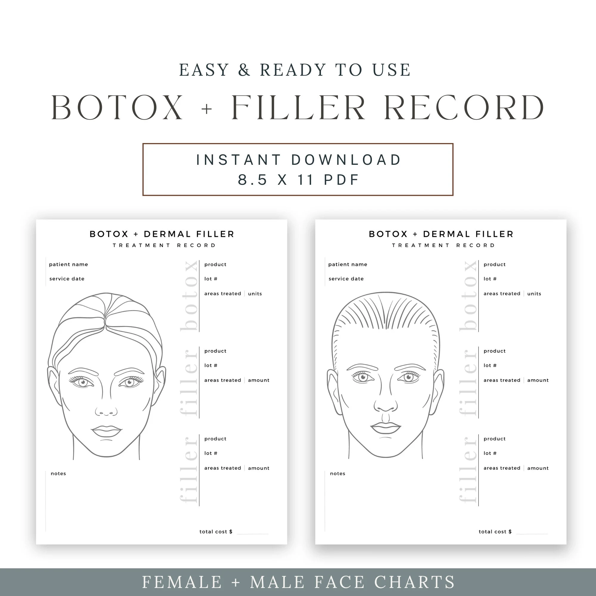 Printable Botox Face Sheet