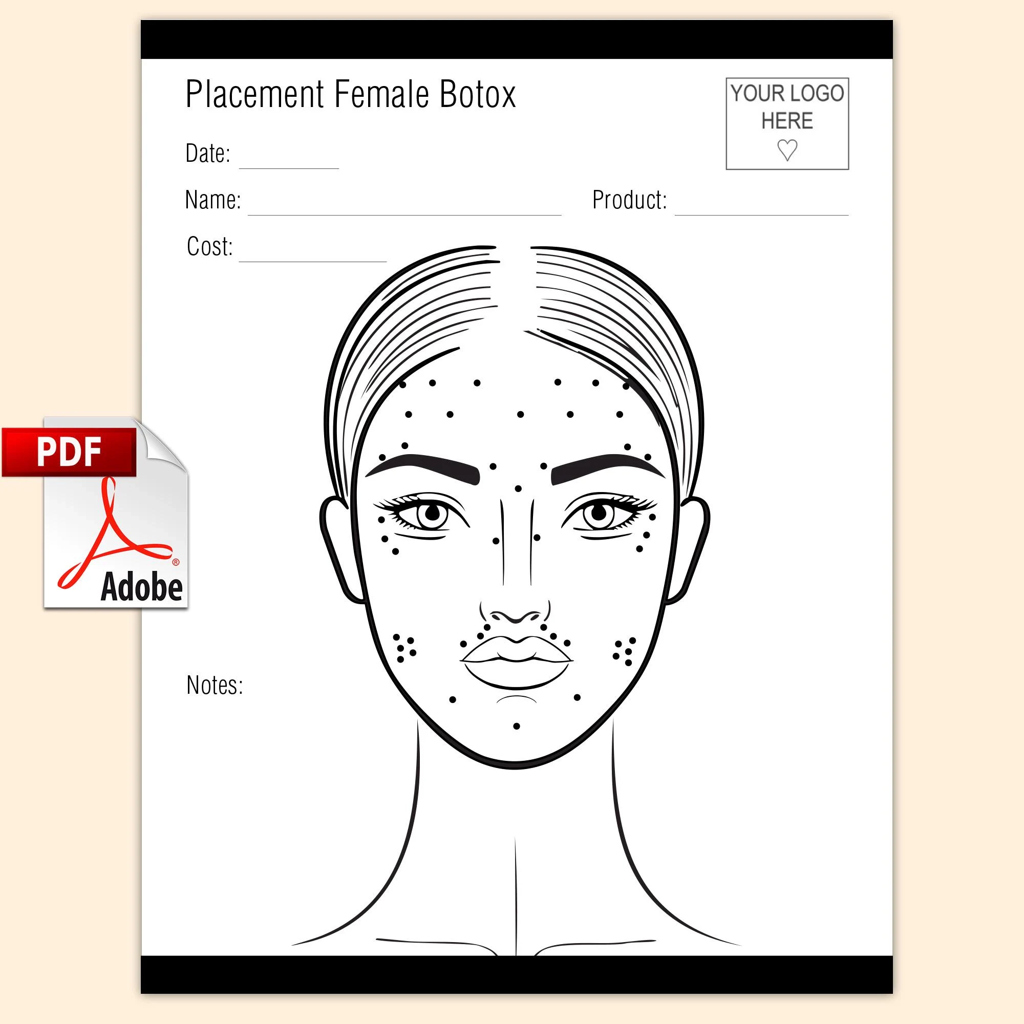 Botox Face Chart Etsy