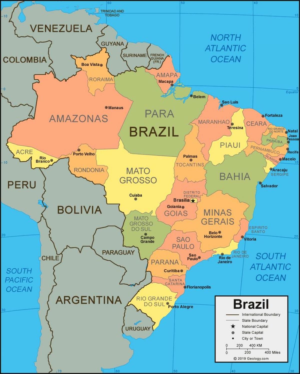 Brazil States Map Brazil Map With States South America Americas 