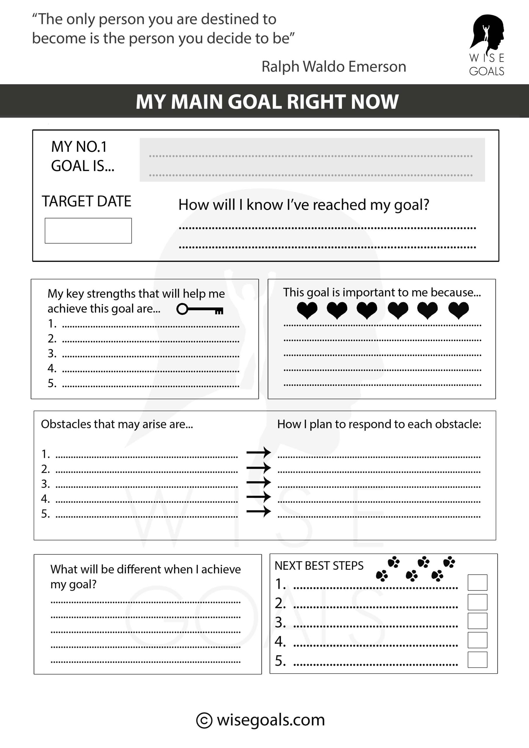 Goal Setting Worksheet Free Printable