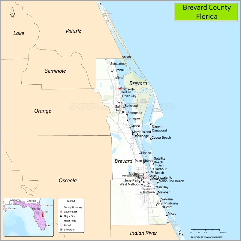 Brevard County Map Florida USA Check Major Cities Towns County Facts Location