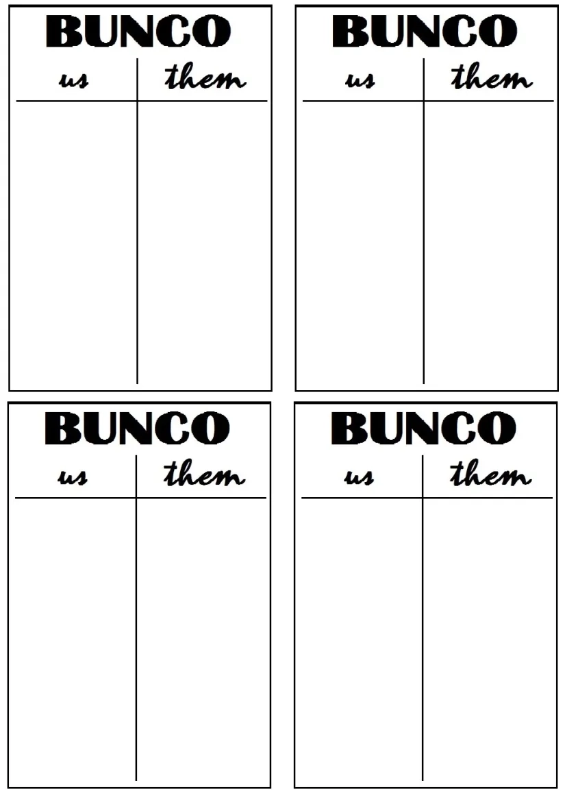 Bunco Tally Sheets Free Printable