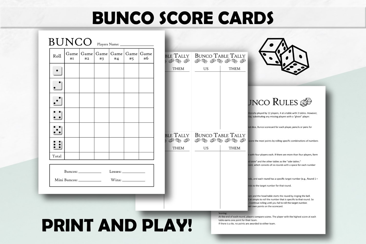 Printable Bunco Score Sheets Pdf