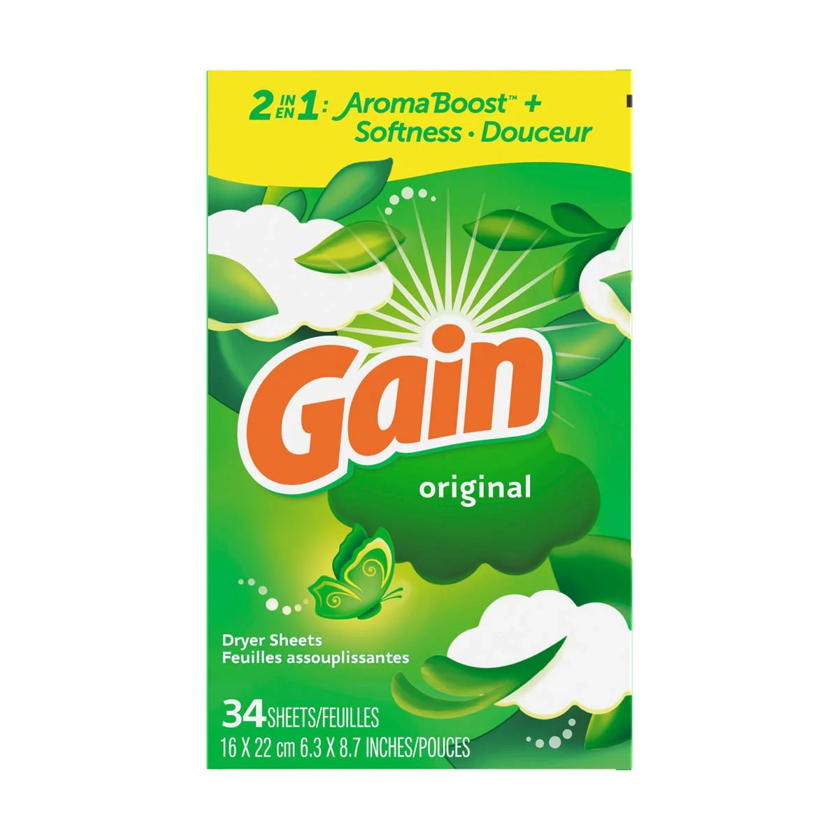 Buy Gain Dryer Sheets 34 Count Original Scent Laundry Fabric Softener Sheets With 2 in 1 Aromaboost Plus Softness From Dollar General Instore