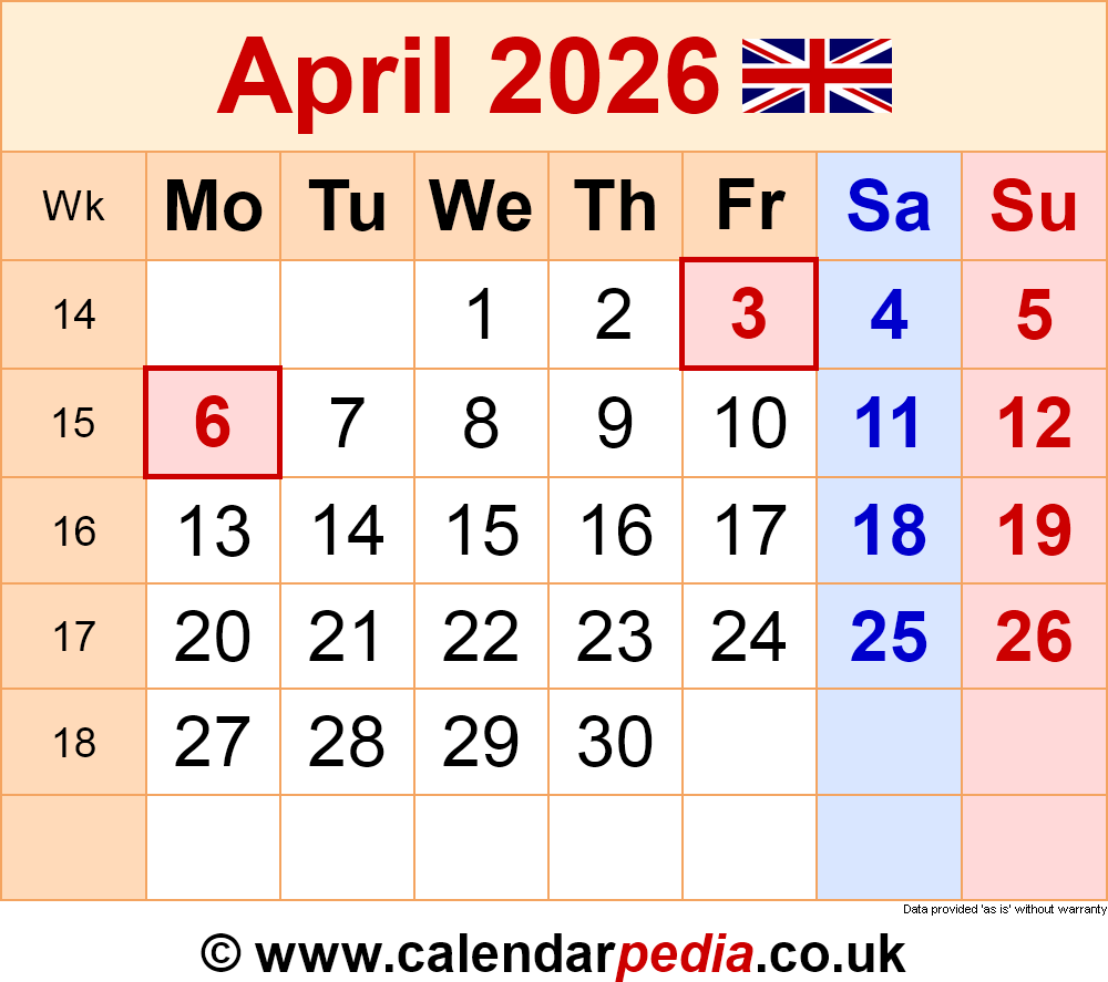 April 2026 Calendar Printable With Holidays April 2026 Calendar Printable With Holidays