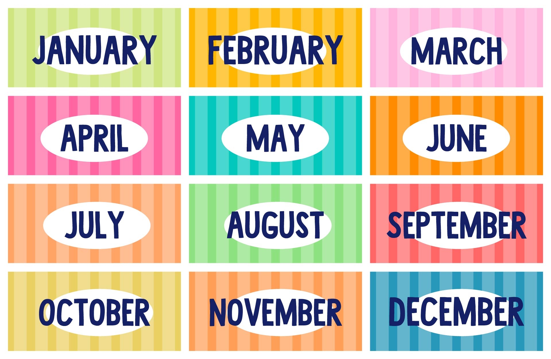 Printable Calendar Months Of The Year