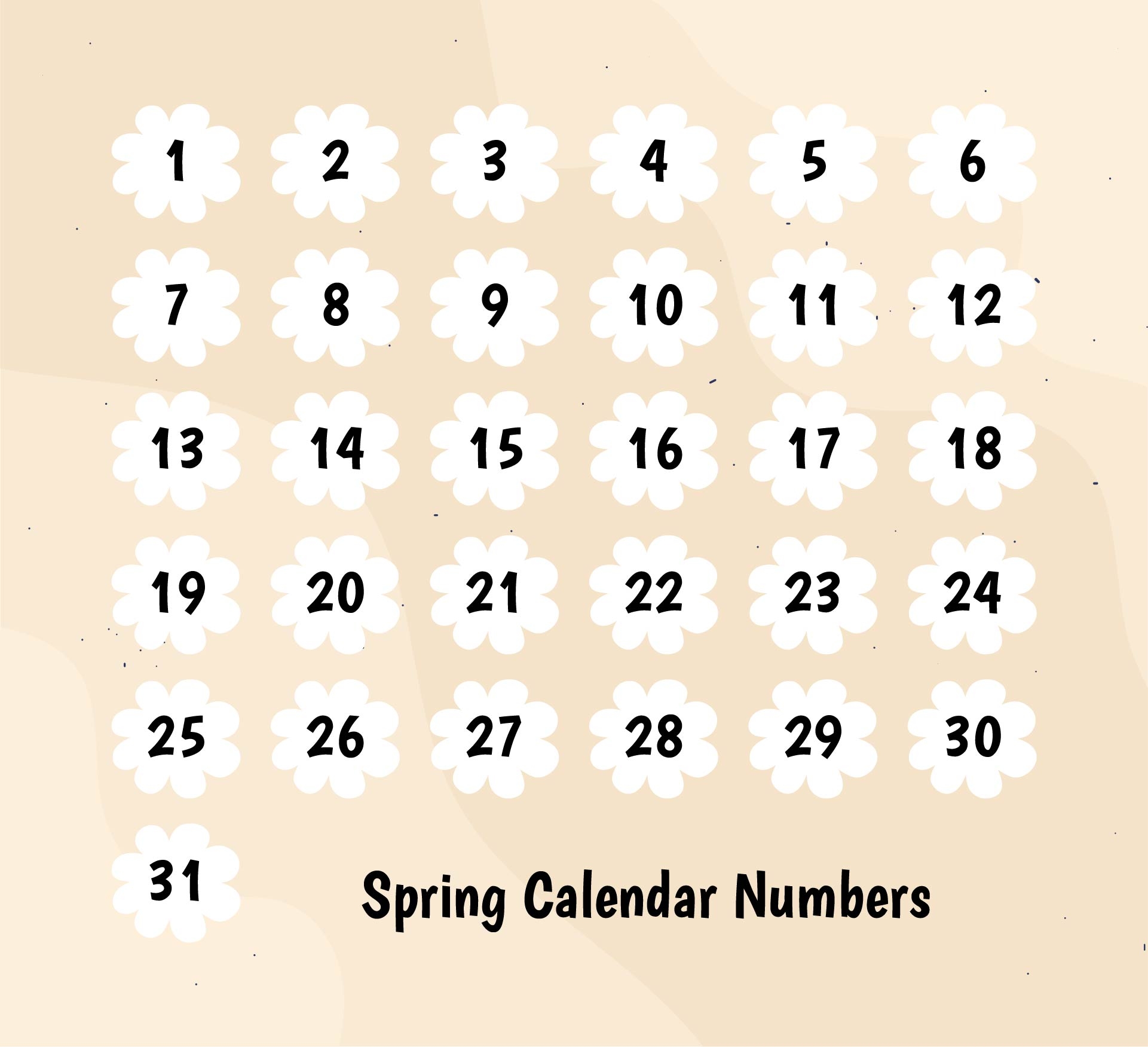Printable Calendar Numbers Free