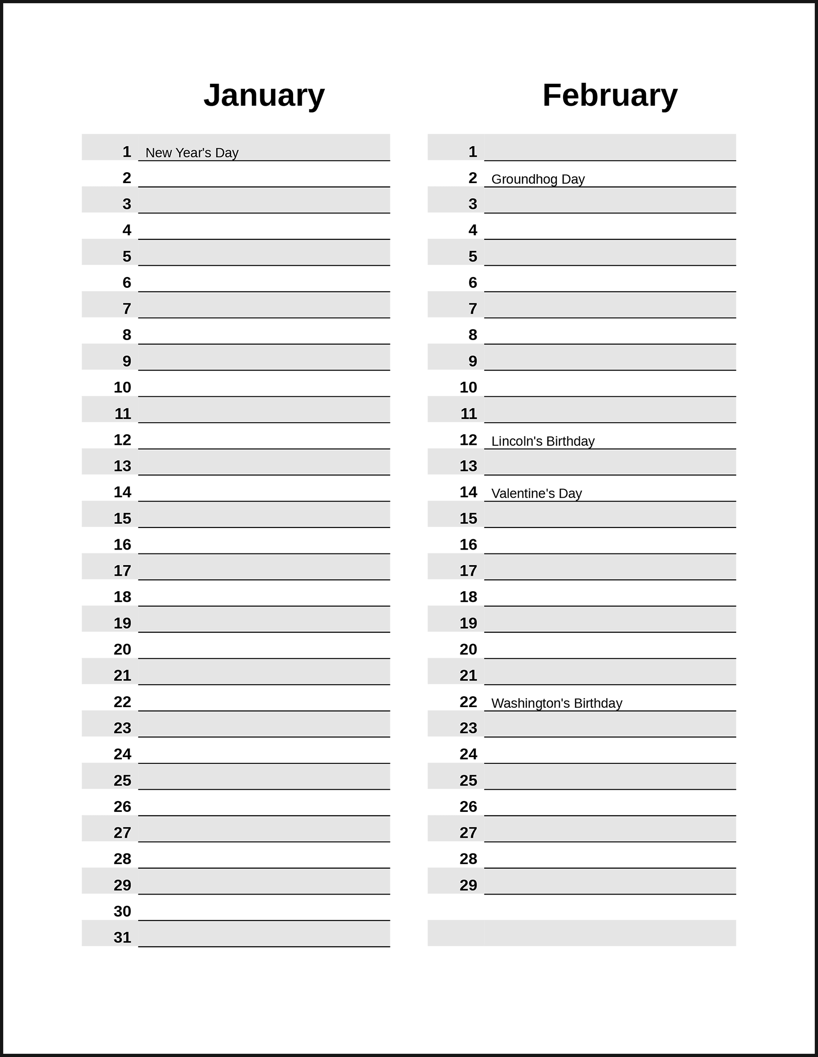 CalendarsThatWork Dual Perpetual Monthly