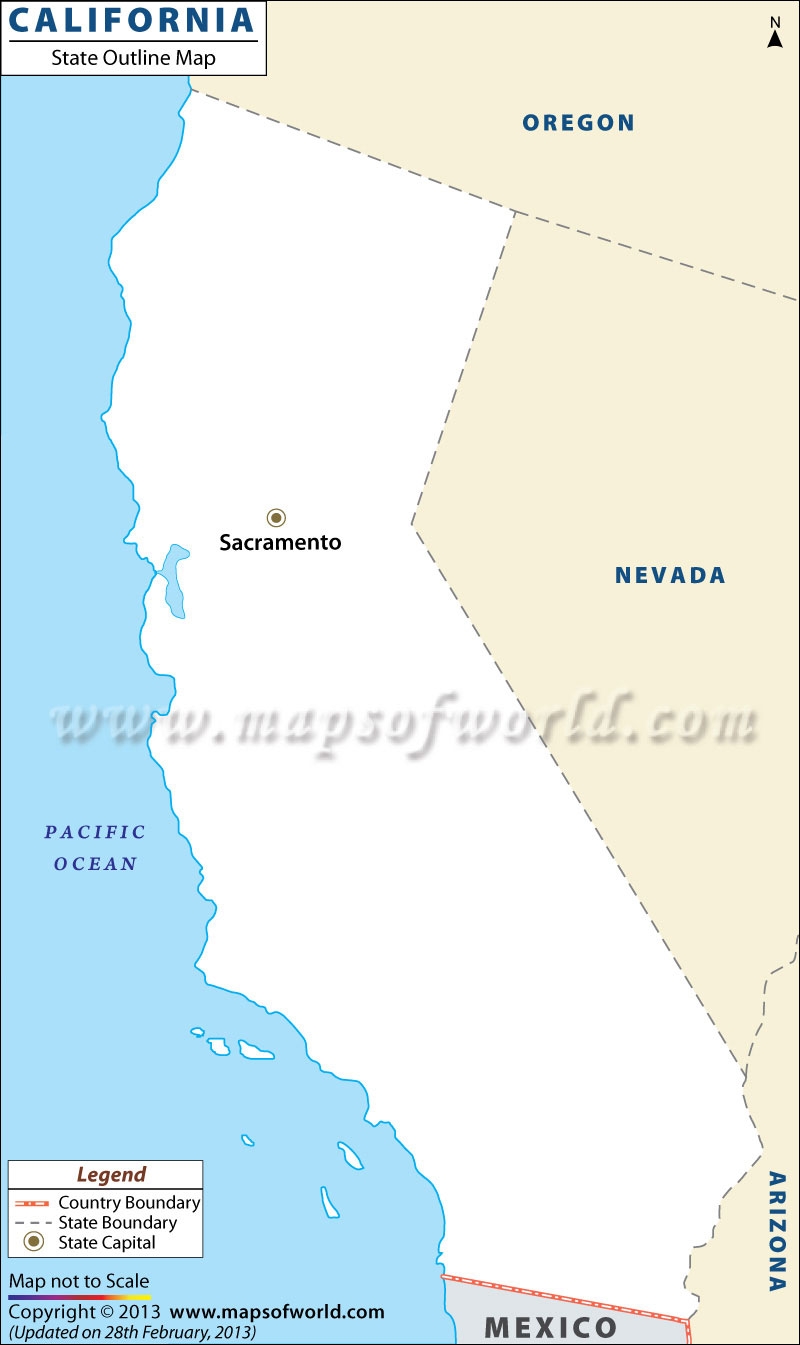 California Outline Map MapsofWorld
