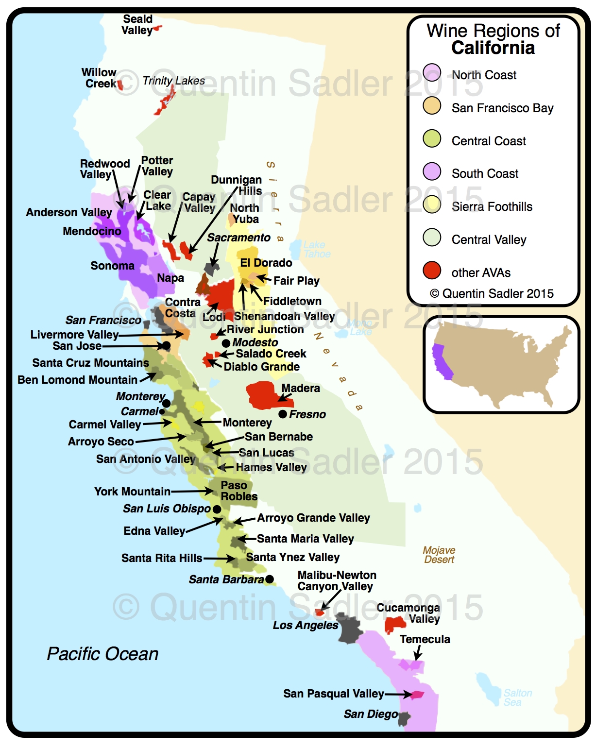 California Wine Map Quentin Sadler s Wine Page