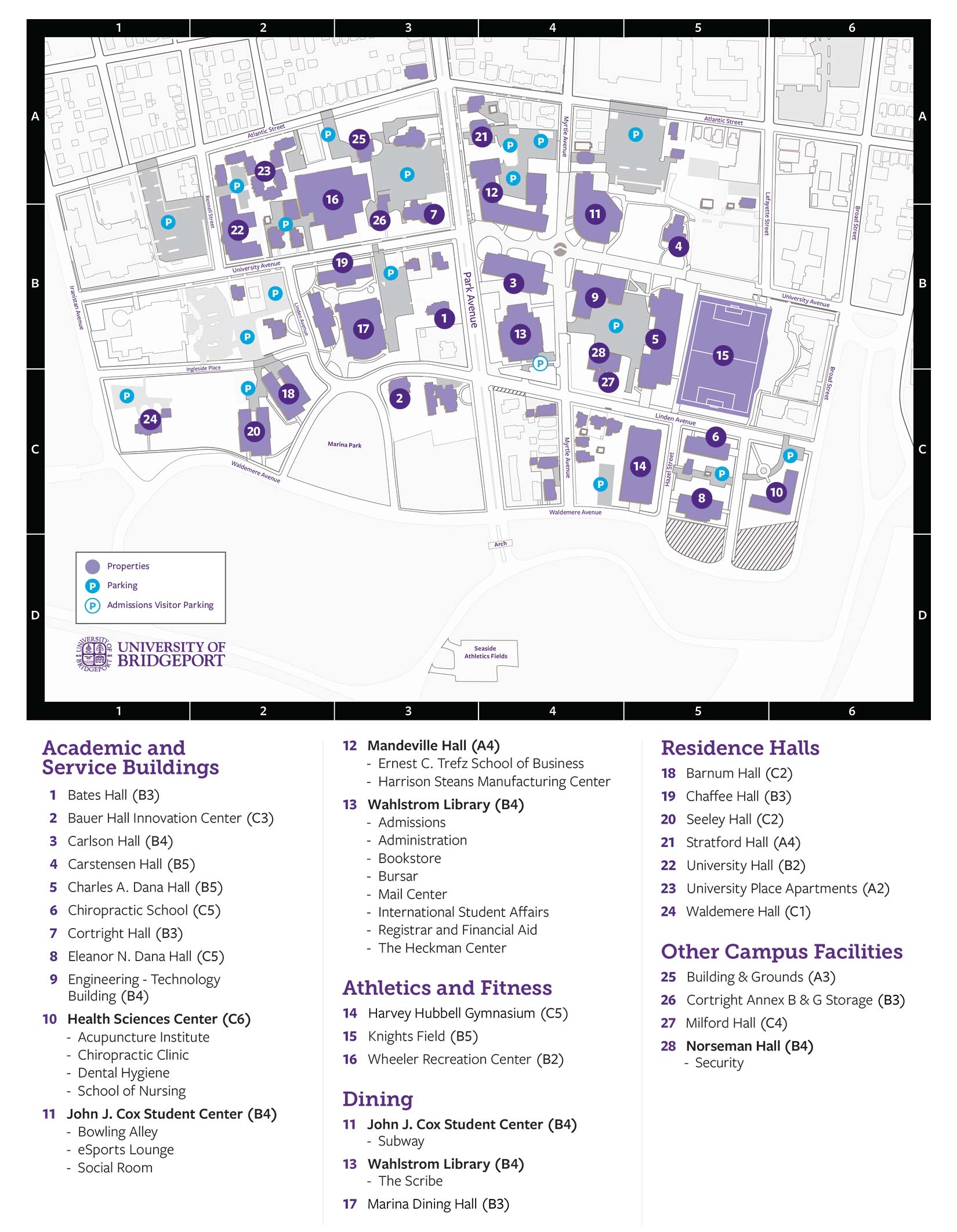 Campus Map And Directions University Of Bridgeport