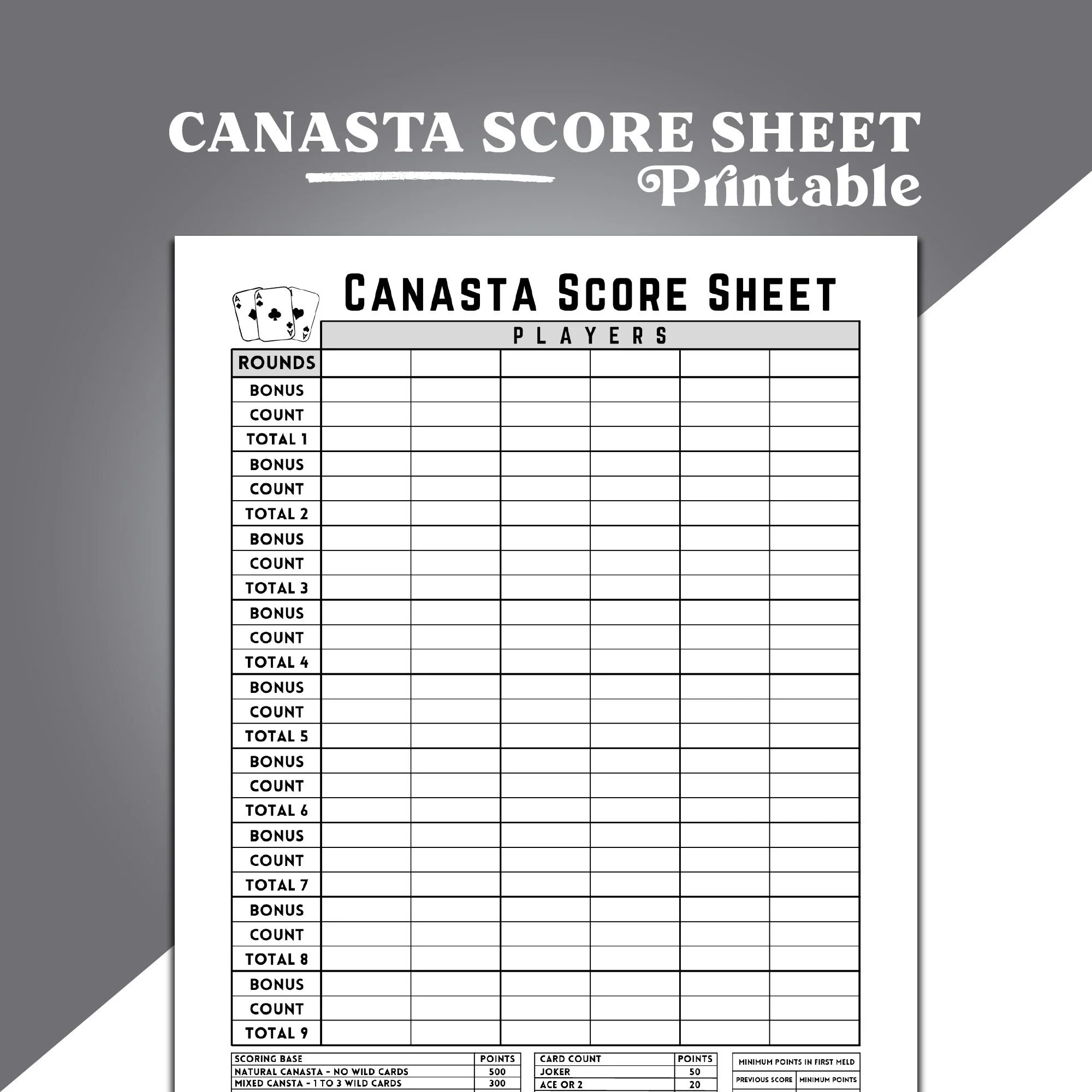 Pdf Printable Canasta Score Sheet