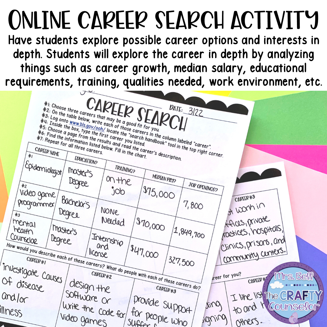Career Exploration Worksheets Career Day Activities Career Cluster Worksheets Future Career Ideas Top Jobs Of 2025 Mrs Bell The Crafty Counselor Career Exploration Worksheets Career Day Activities Career Cluster Worksheets Future Career Ideas Top Jobs Of 2025 Mrs Bell The Crafty Counselor