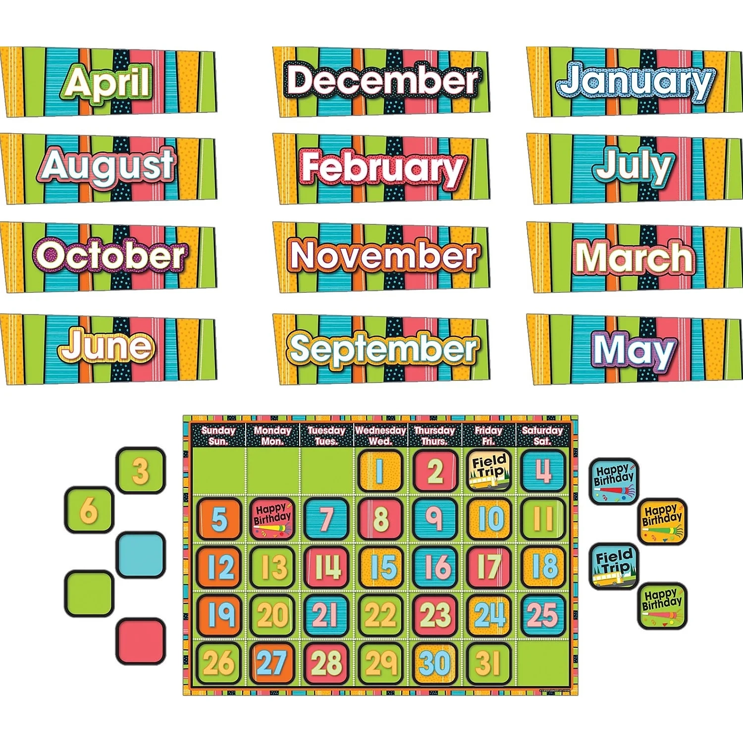 Carson Dellosa Calendar Bulletin Board Set Stylin Stripes Grades Pre K 8 Walmart