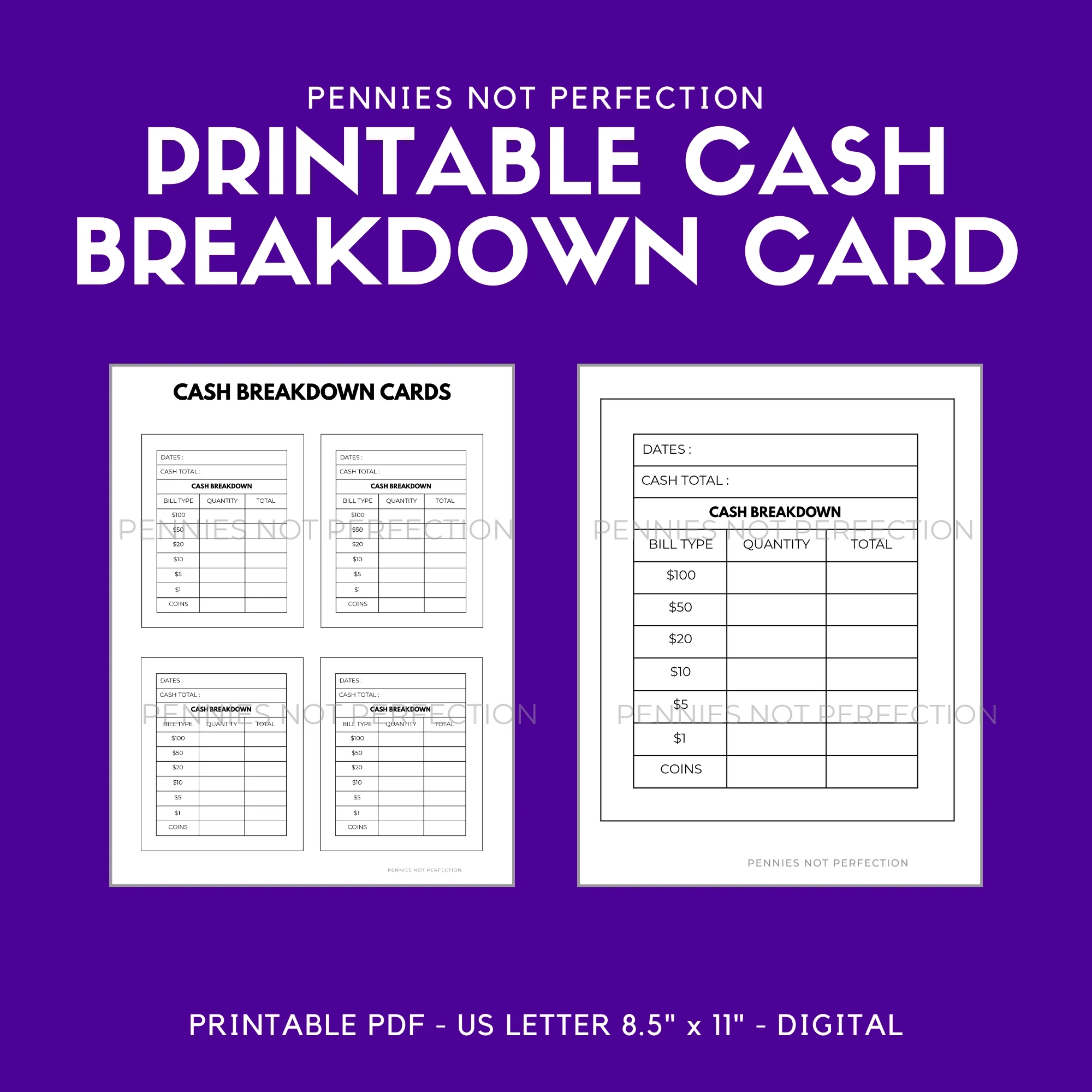 Cash Breakdown Card Printable Cash Envelope System Printable Penniesnotperfection Cash Breakdown Card Printable Cash Envelope System Printable Penniesnotperfection