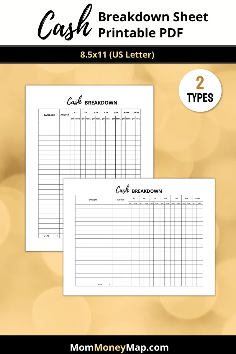 Free Printable Cash Breakdown Sheet