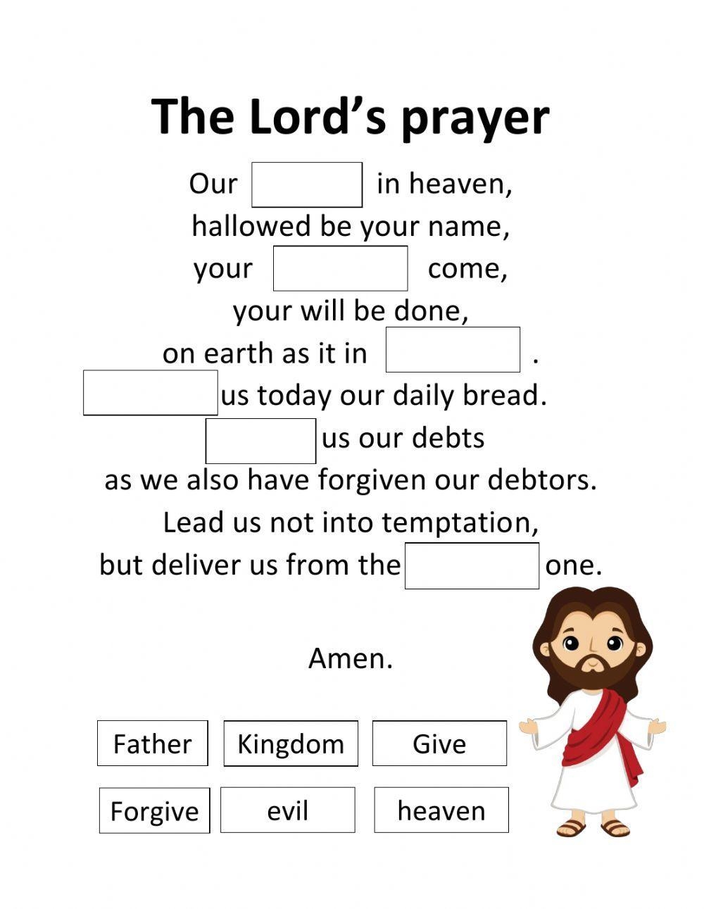 Free Printable Our Father Worksheet