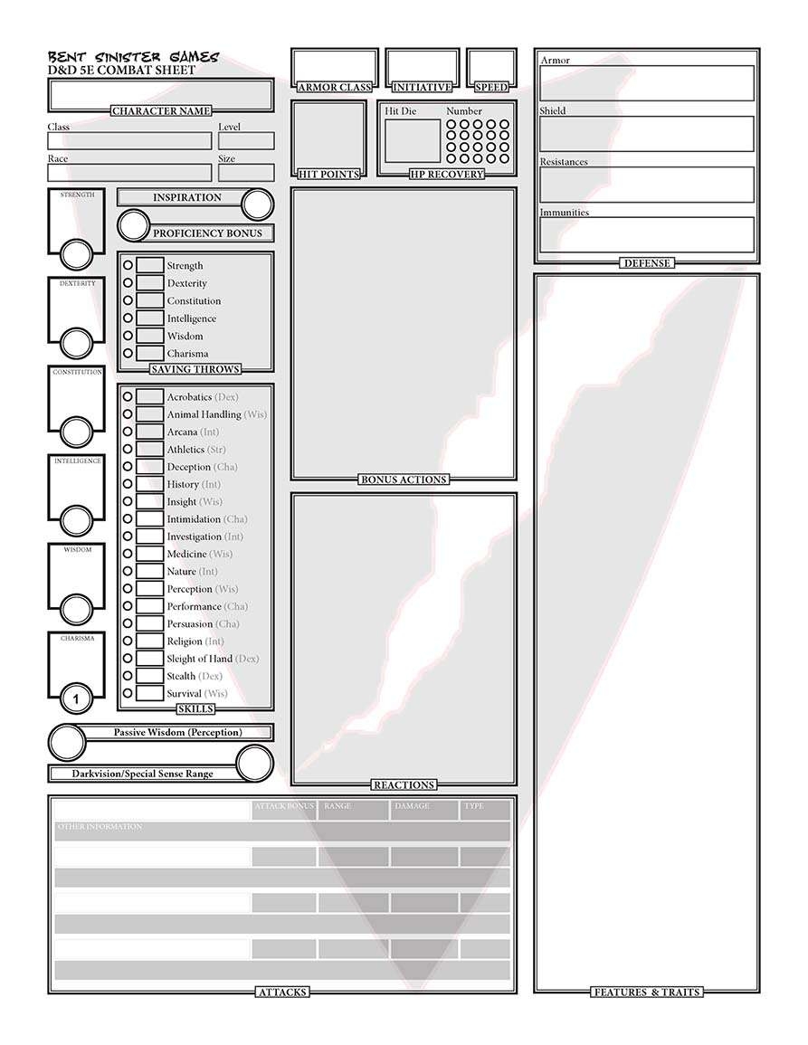 Fillable Printable Dnd Character Sheet