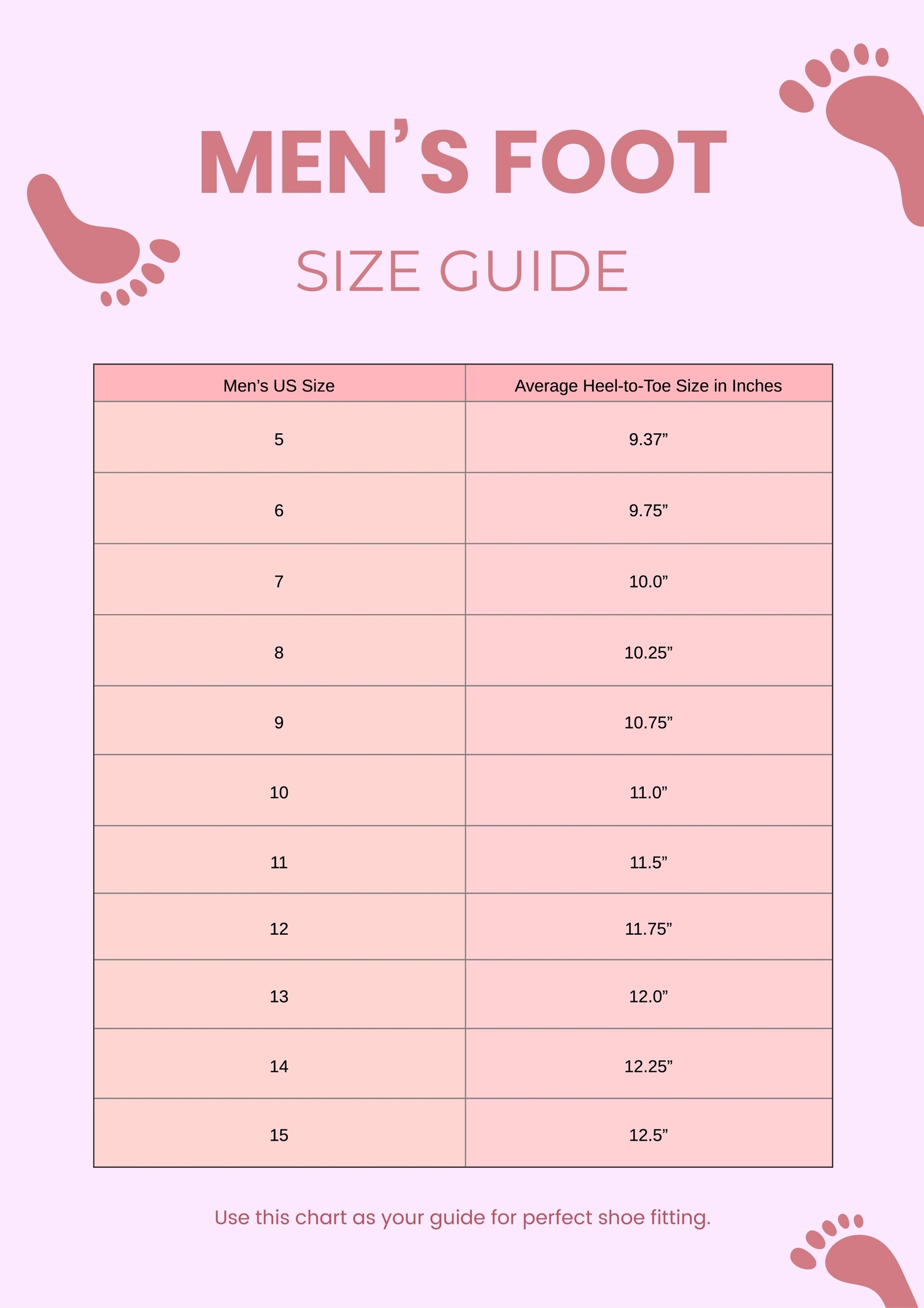 Printable Shoe Size Chart For Men