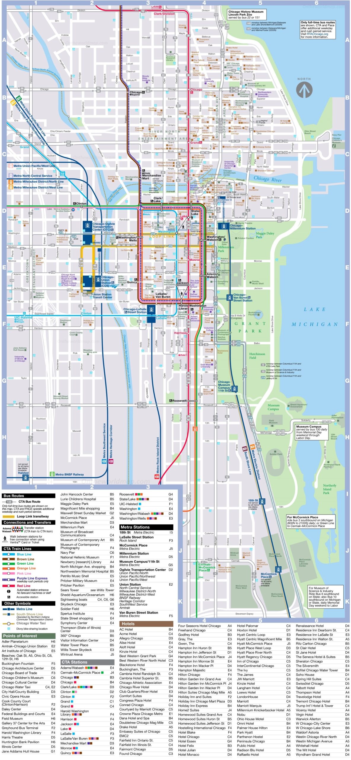 Chicago Loop Transport And Sightseeings Map Ontheworldmap