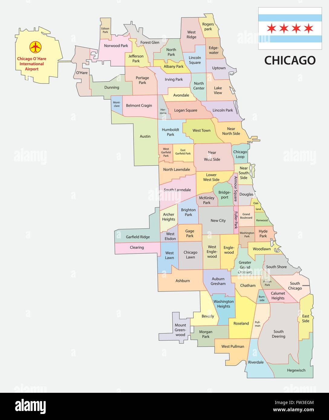 Chicago Neighborhood Map With Flag Stock Vector Image U0026 Art Alamy Chicago Neighborhood Map With Flag Stock Vector Image U0026 Art Alamy